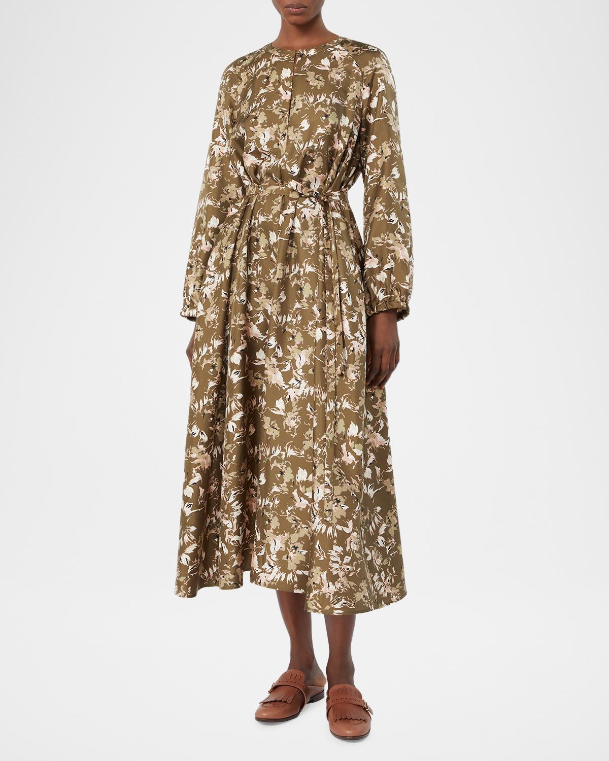 Coccole Floral Silk Belted Midi Dress - thumbnail 4