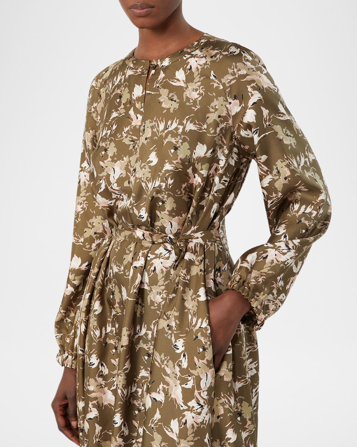 Coccole Floral Silk Belted Midi Dress - thumbnail 5