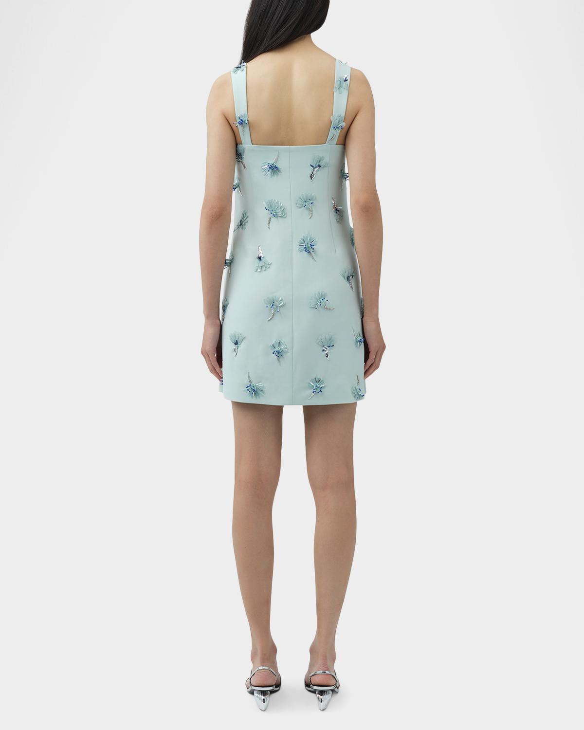 Ella Floral Beaded Square-Neck Mini Shift Dress - thumbnail 3
