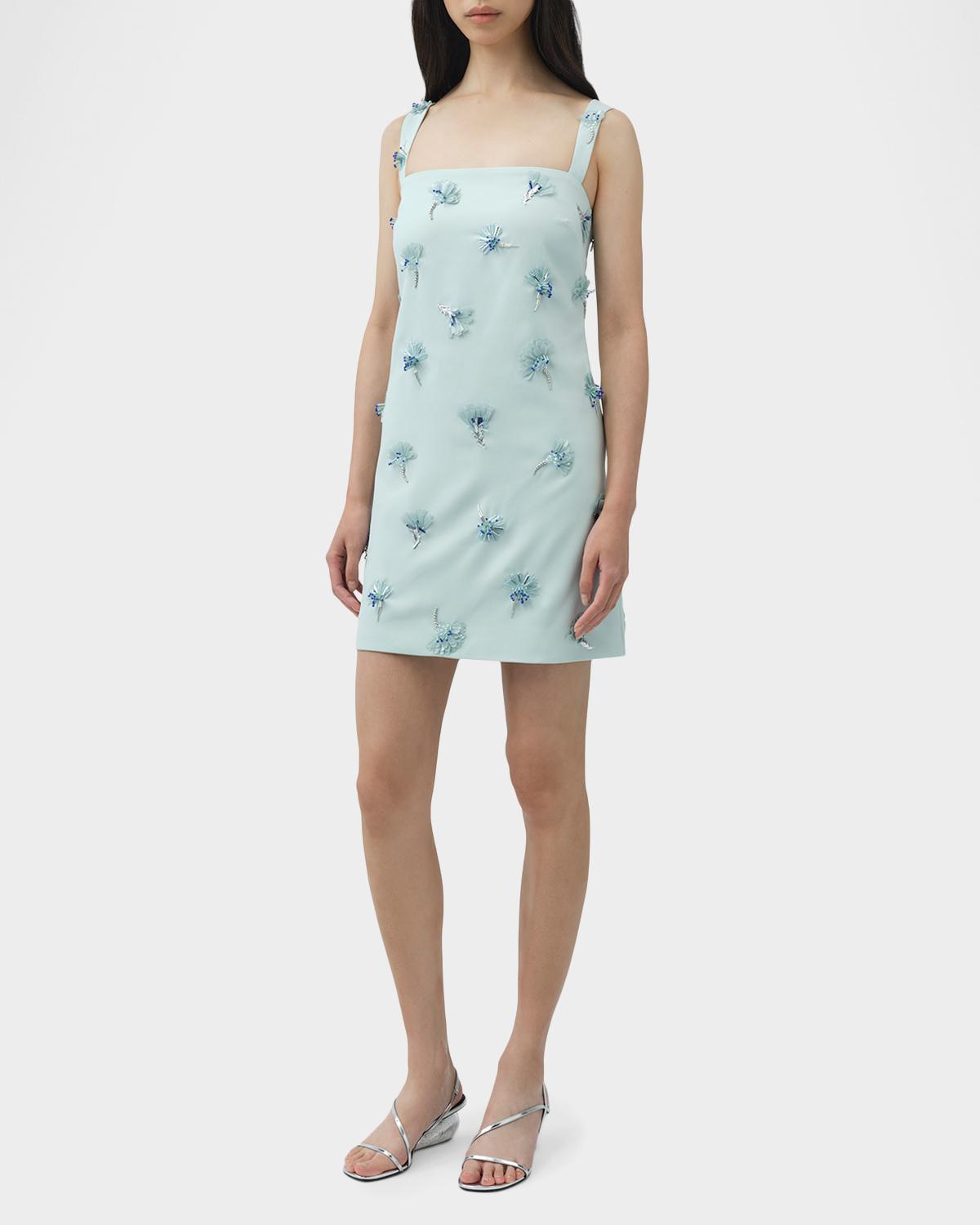 Ella Floral Beaded Square-Neck Mini Shift Dress - thumbnail 4