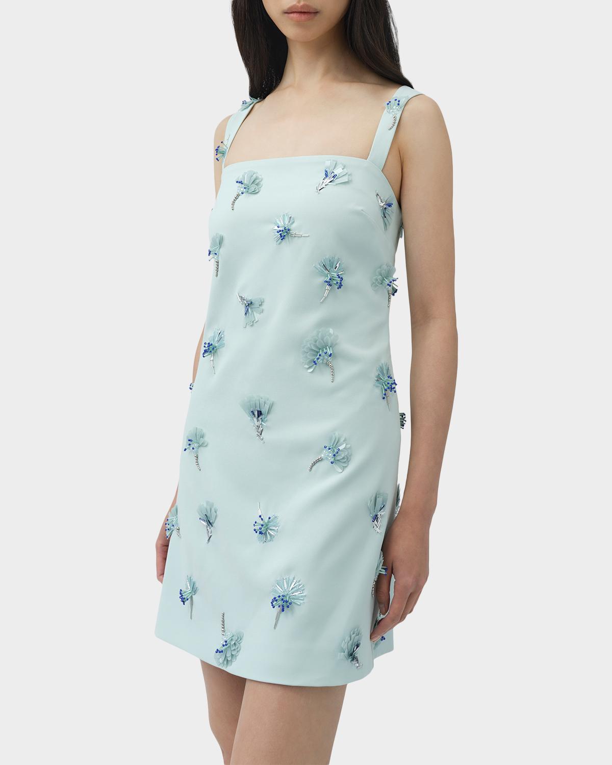 Ella Floral Beaded Square-Neck Mini Shift Dress - thumbnail 5