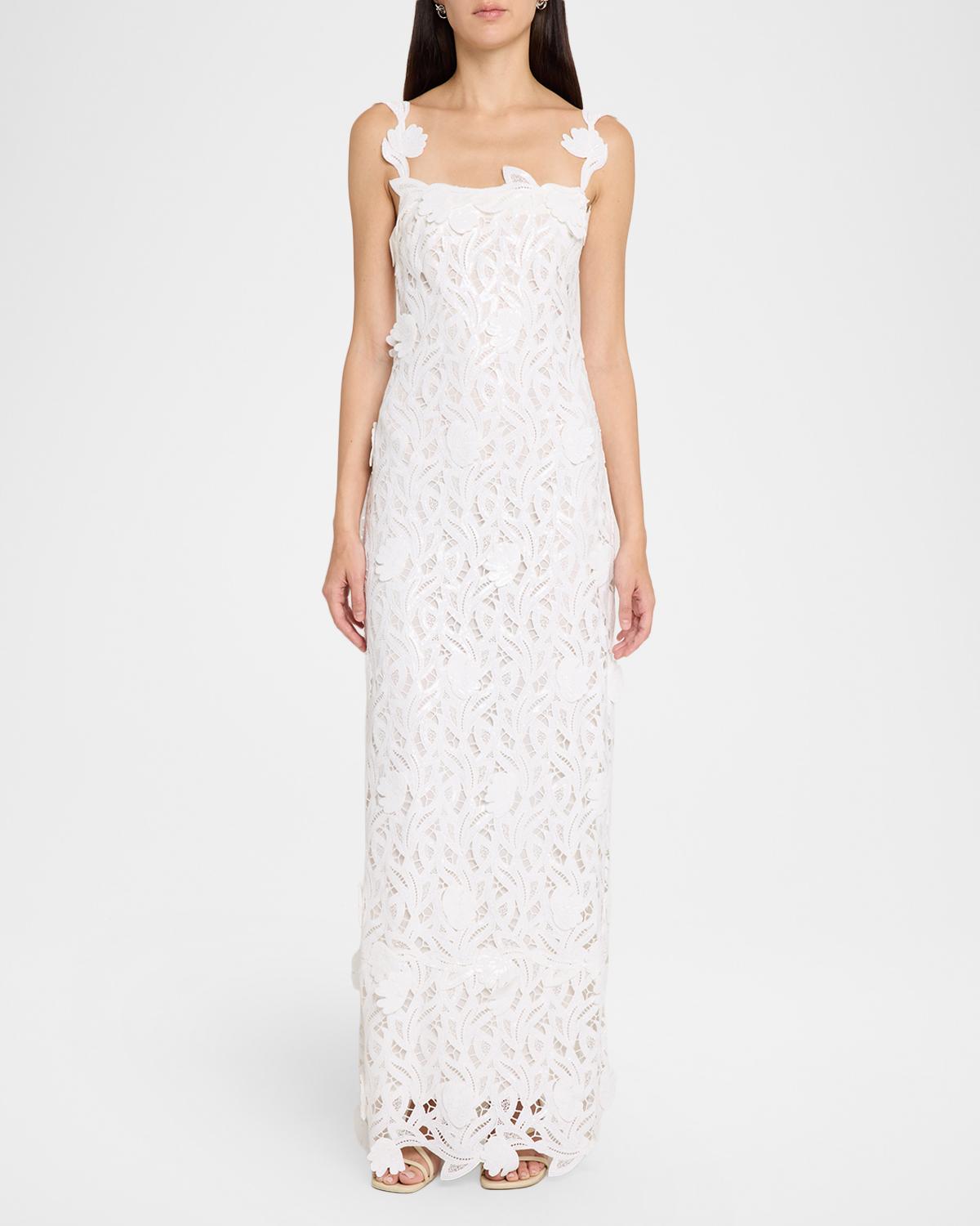 Marenna Sequin Floral Lace Column Gown - thumbnail 4