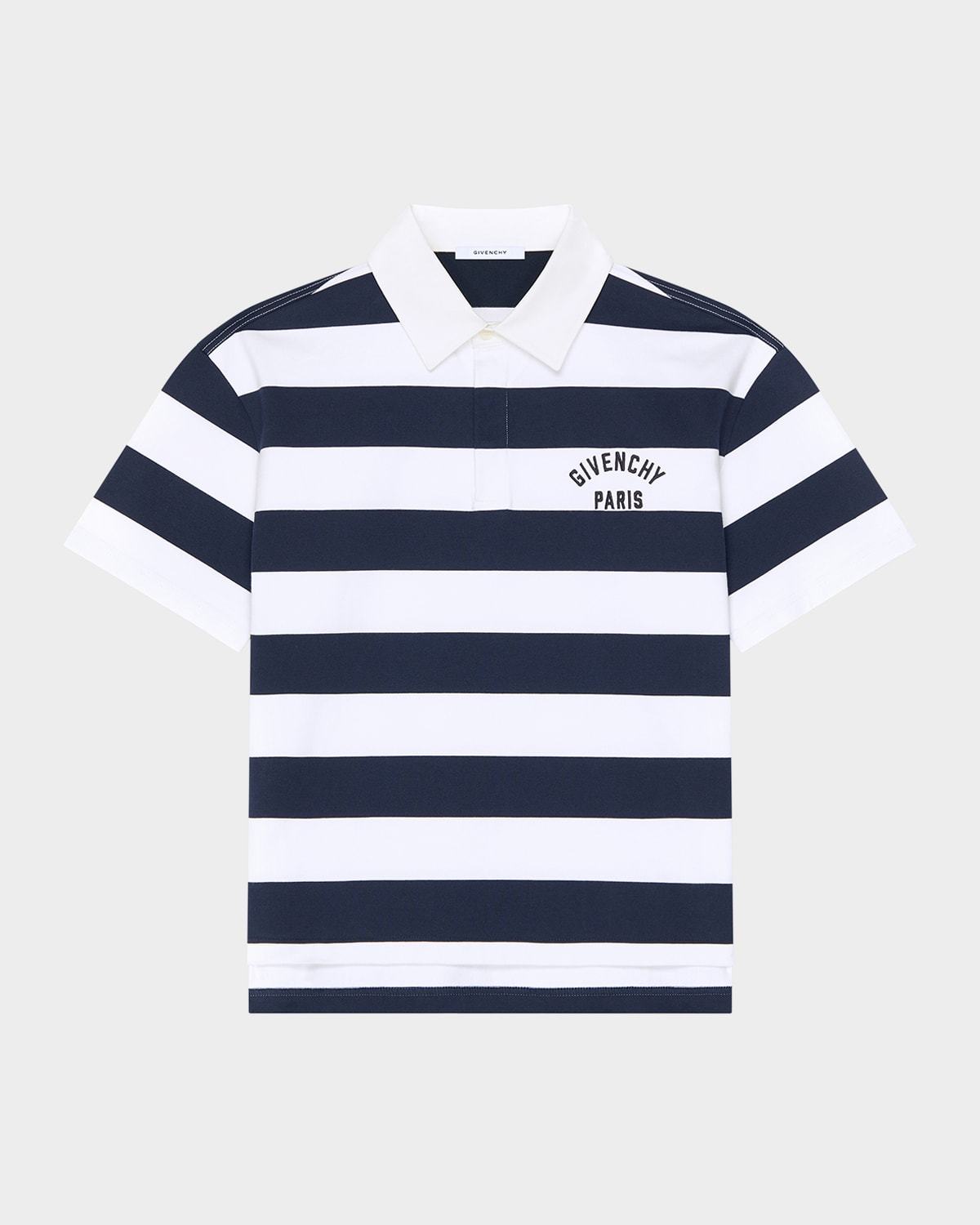 Givenchy Men's Sailor Stripe Logo Cotton Polo Shirt | Neiman Marcus
