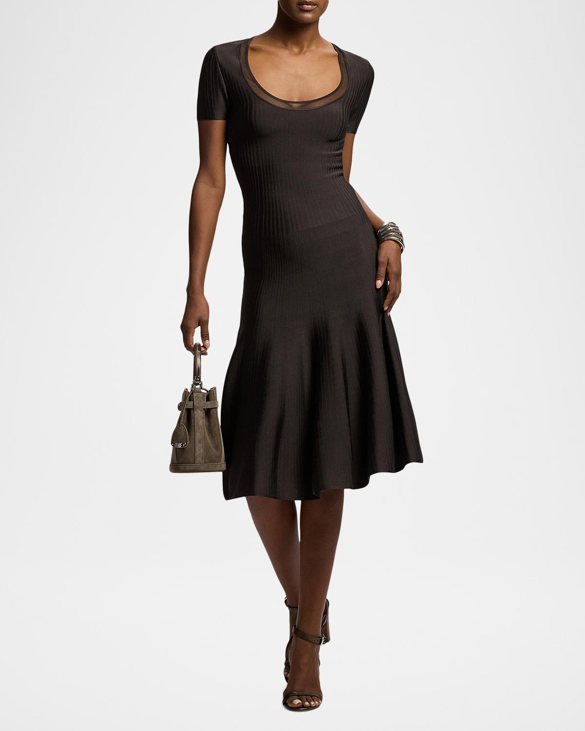 Gwenn Sheer-Trim Sweater Day Dress - thumbnail 2
