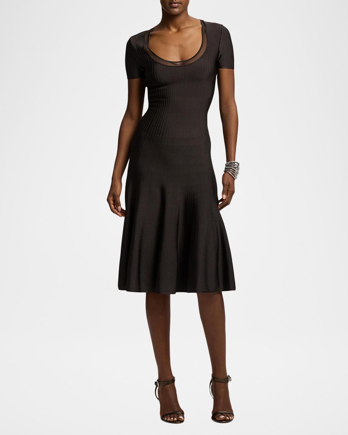 Gwenn Sheer-Trim Sweater Day Dress - thumbnail 4