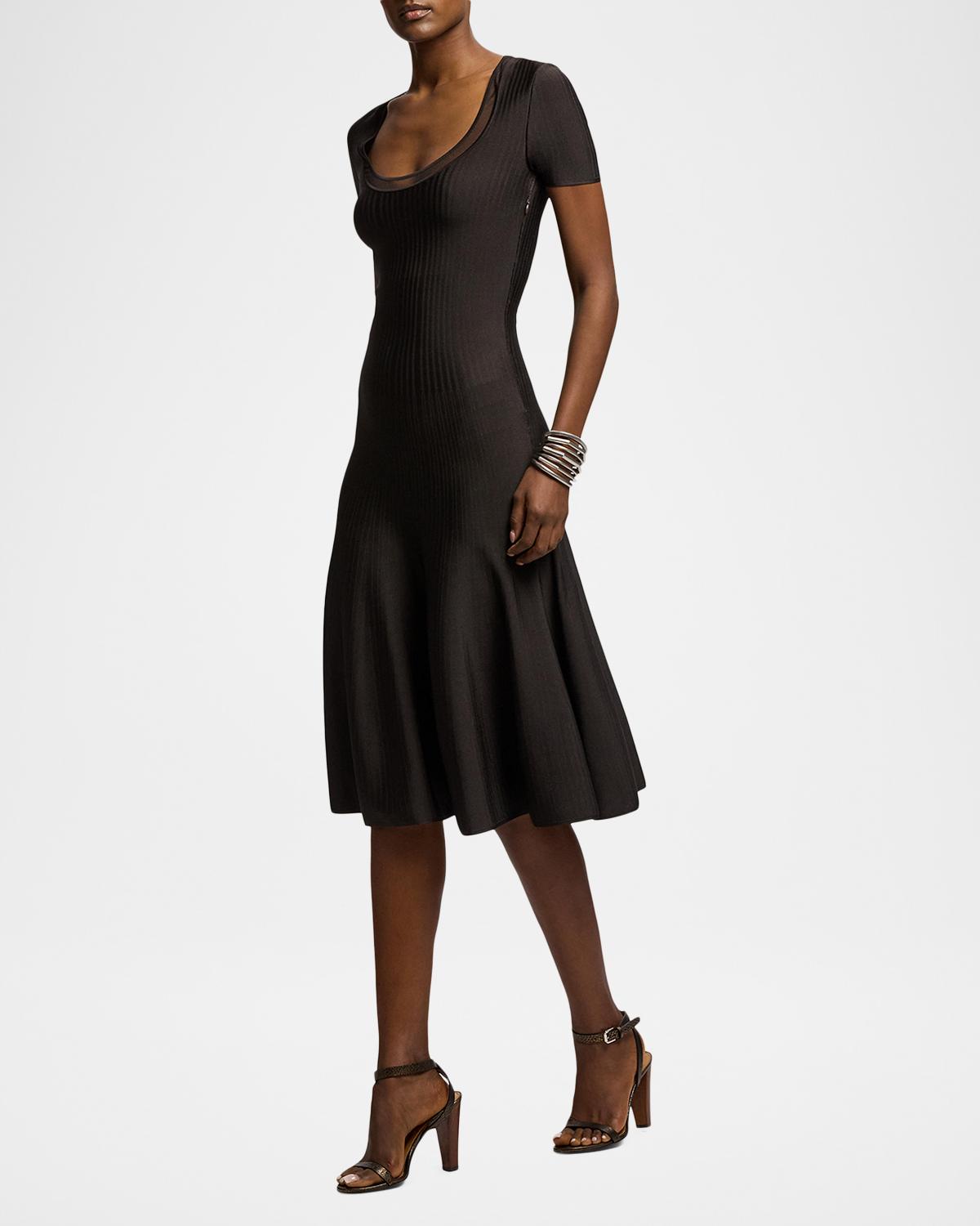 Gwenn Sheer-Trim Sweater Day Dress - thumbnail 5