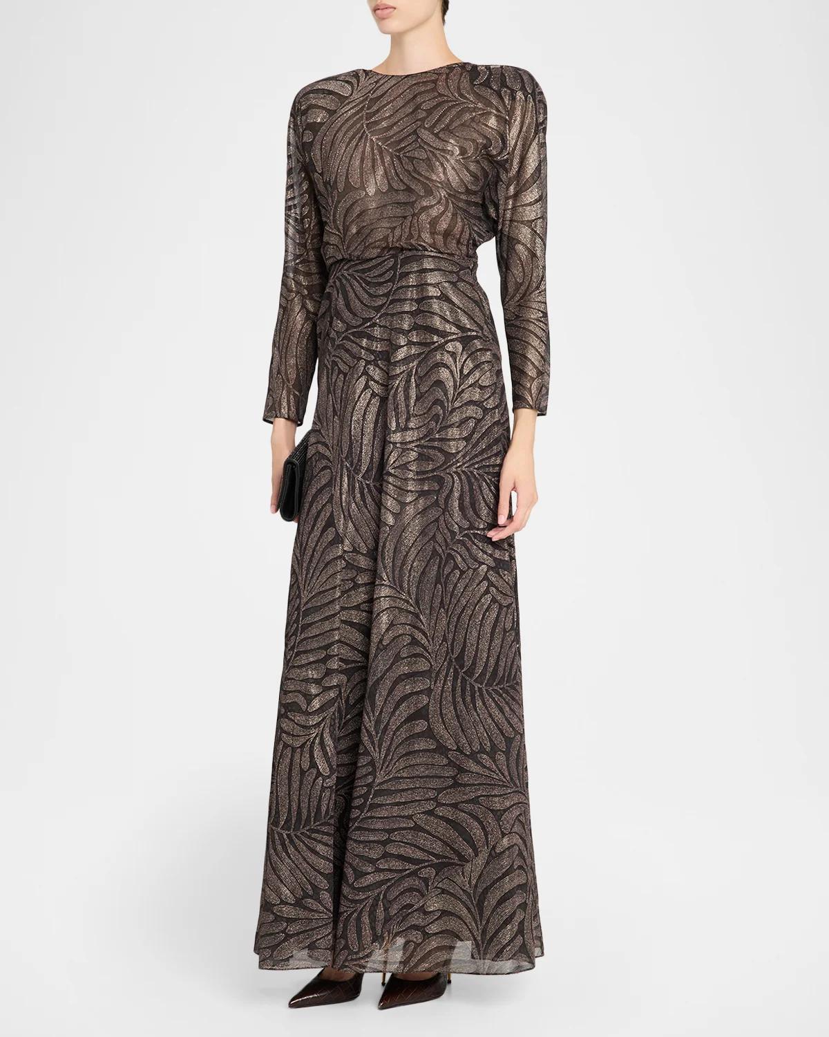 Shannen Foiled Chiffon Evening Dress - thumbnail 4