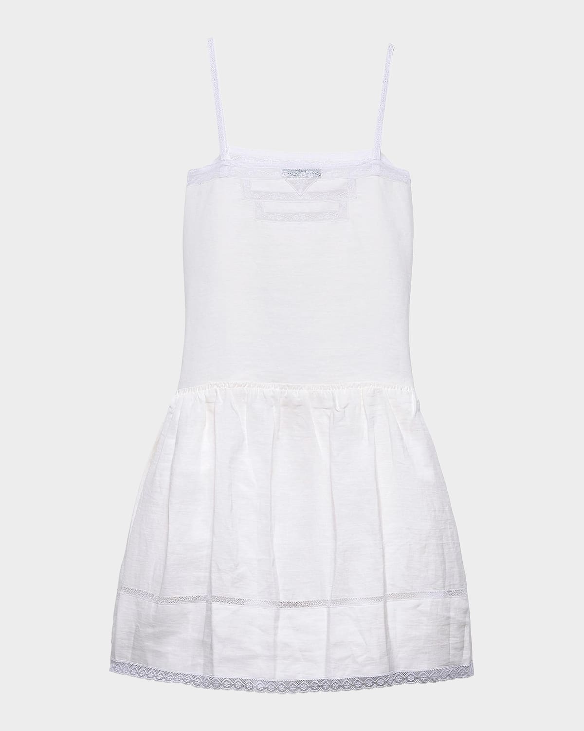 Prada Embroidered Linen Dress, Woman, White, Size 36
