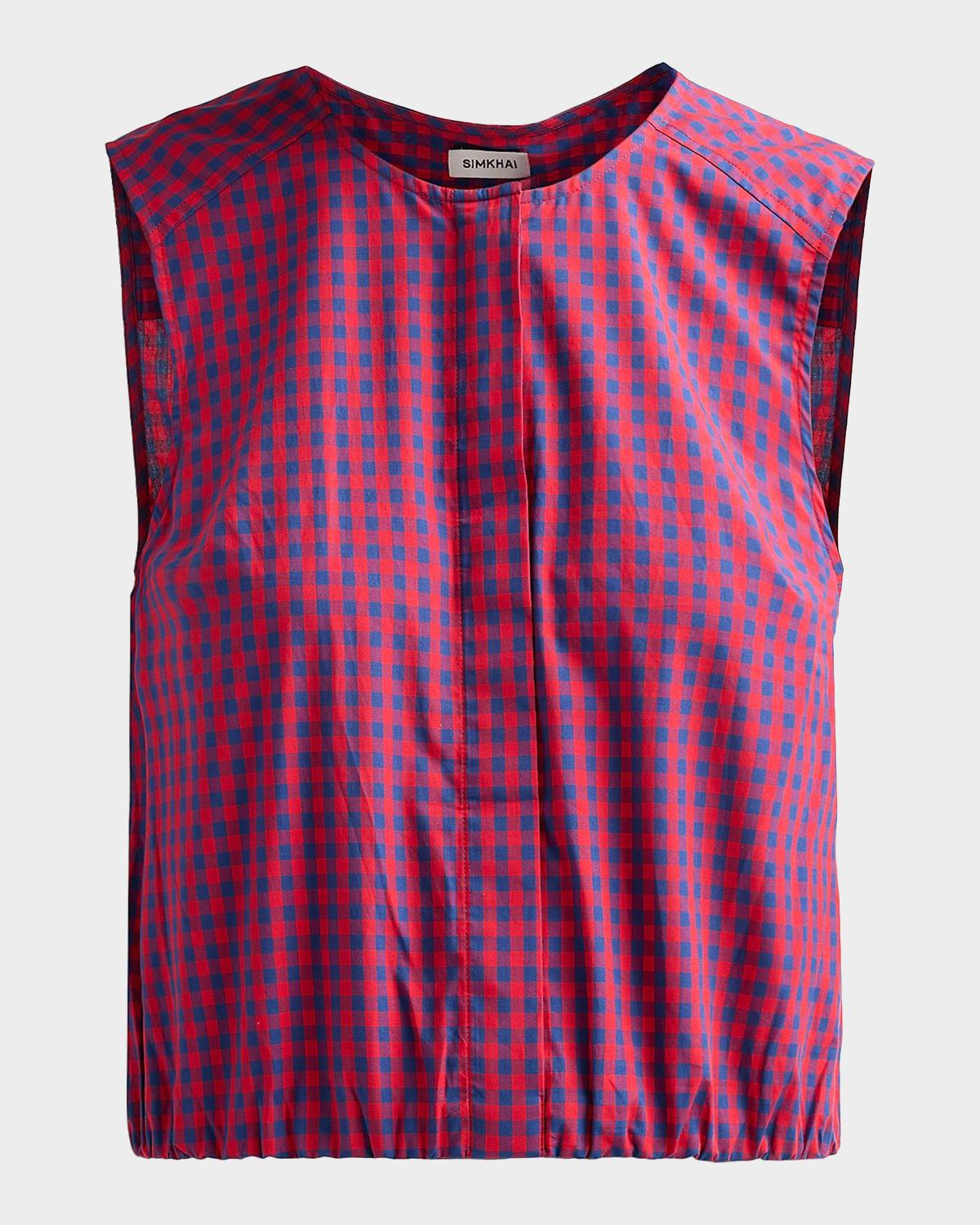 Gingham Cotton-Blend Top