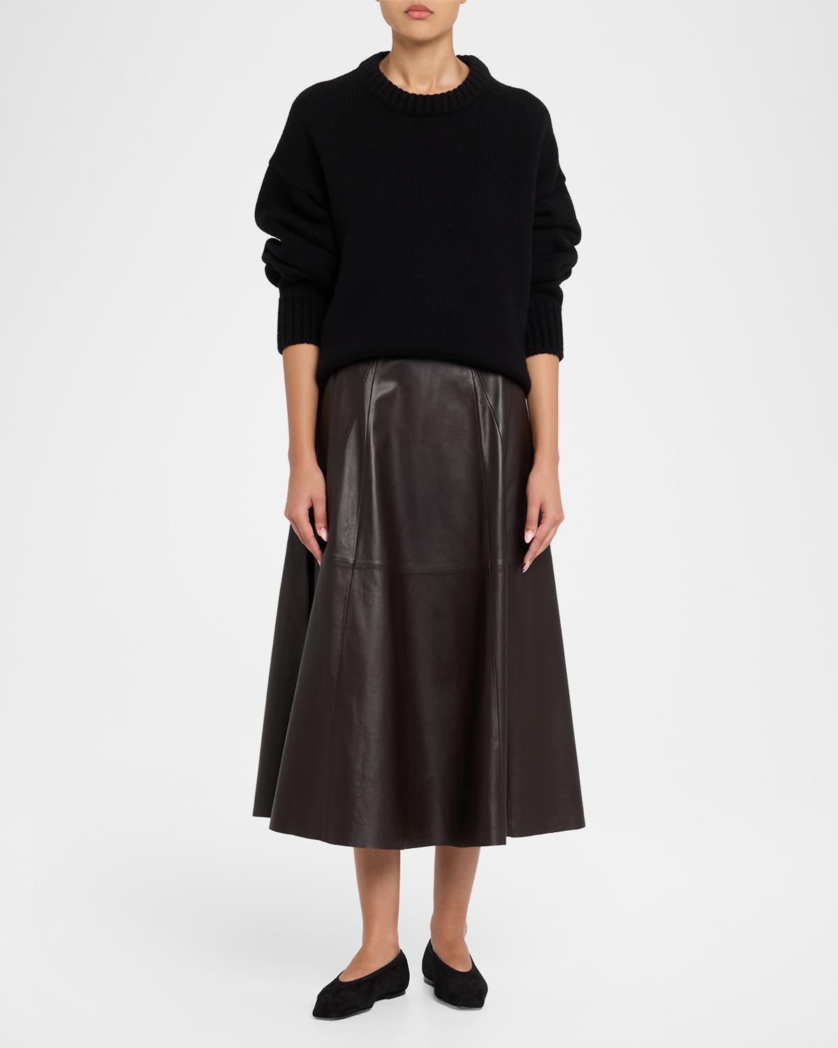 Eleni Leather A-Line Midi Skirt - thumbnail 2