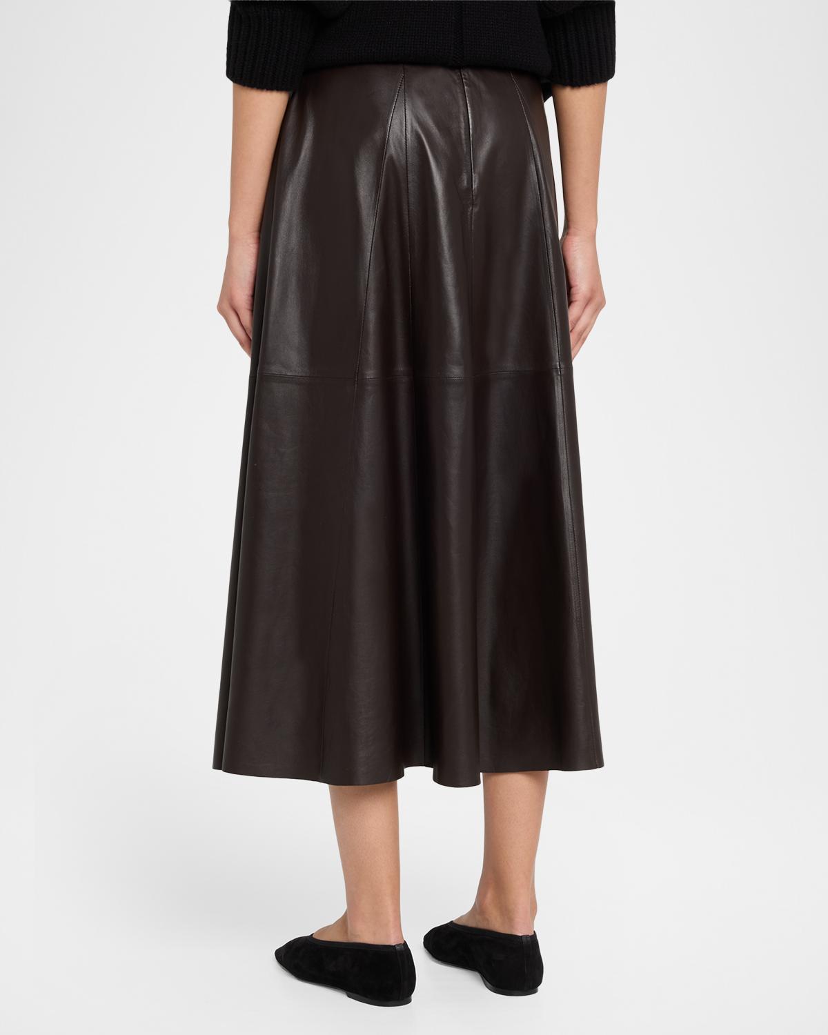 Eleni Leather A-Line Midi Skirt - thumbnail 3