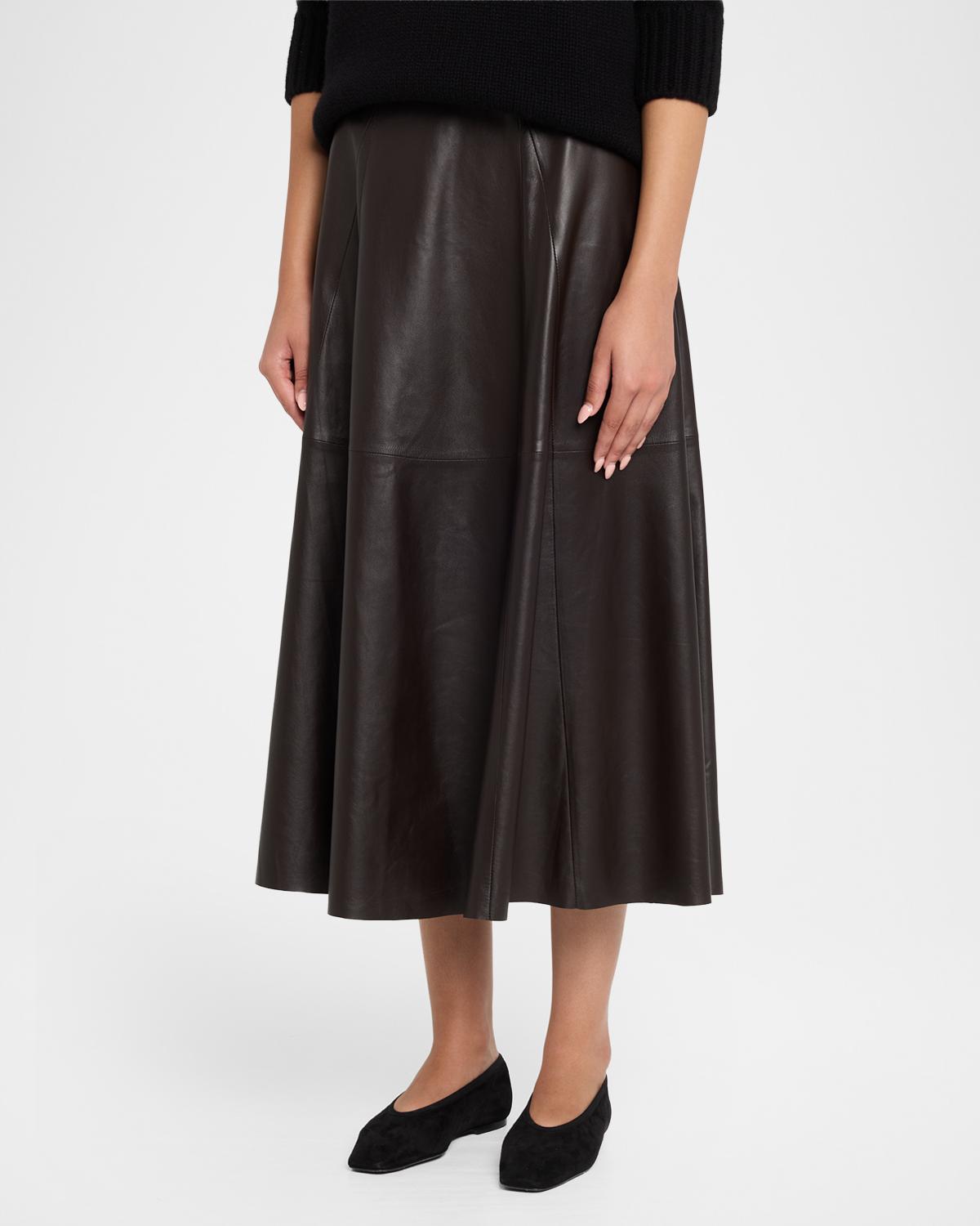 Eleni Leather A-Line Midi Skirt - thumbnail 4