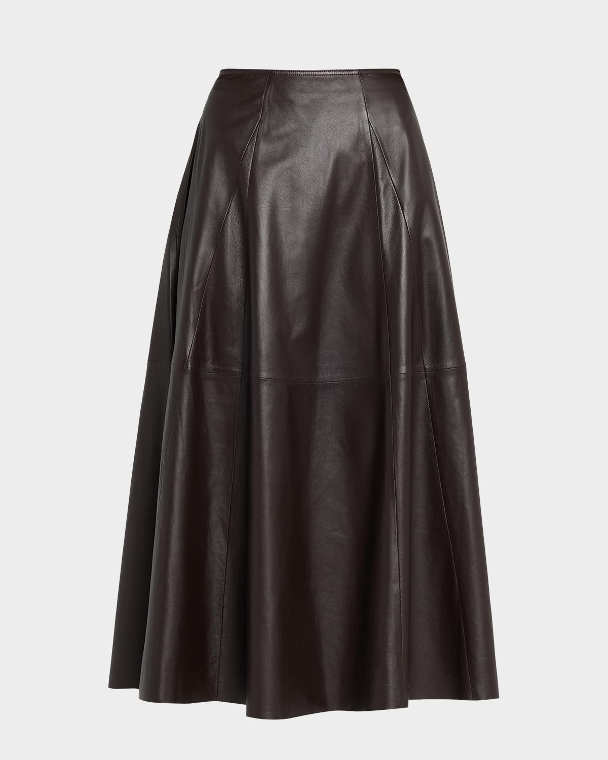 Eleni Leather A-Line Midi Skirt