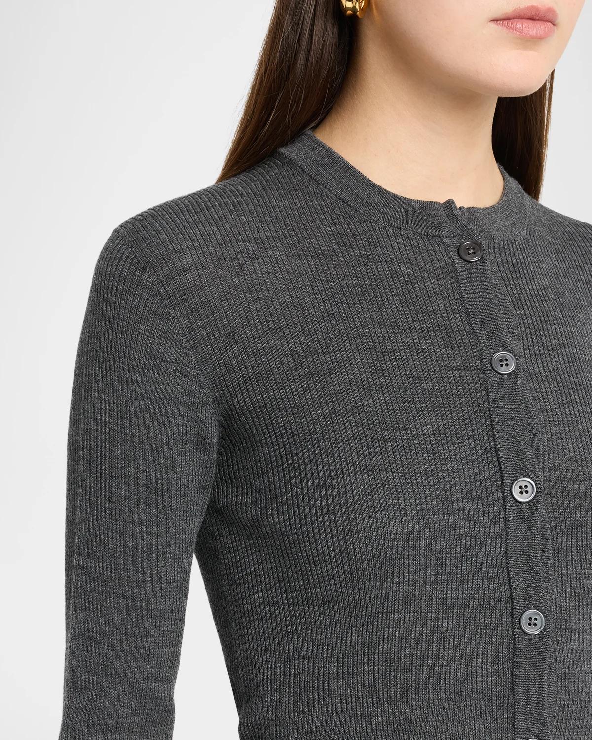 Rib-Knit Wool Cardigan - thumbnail 10