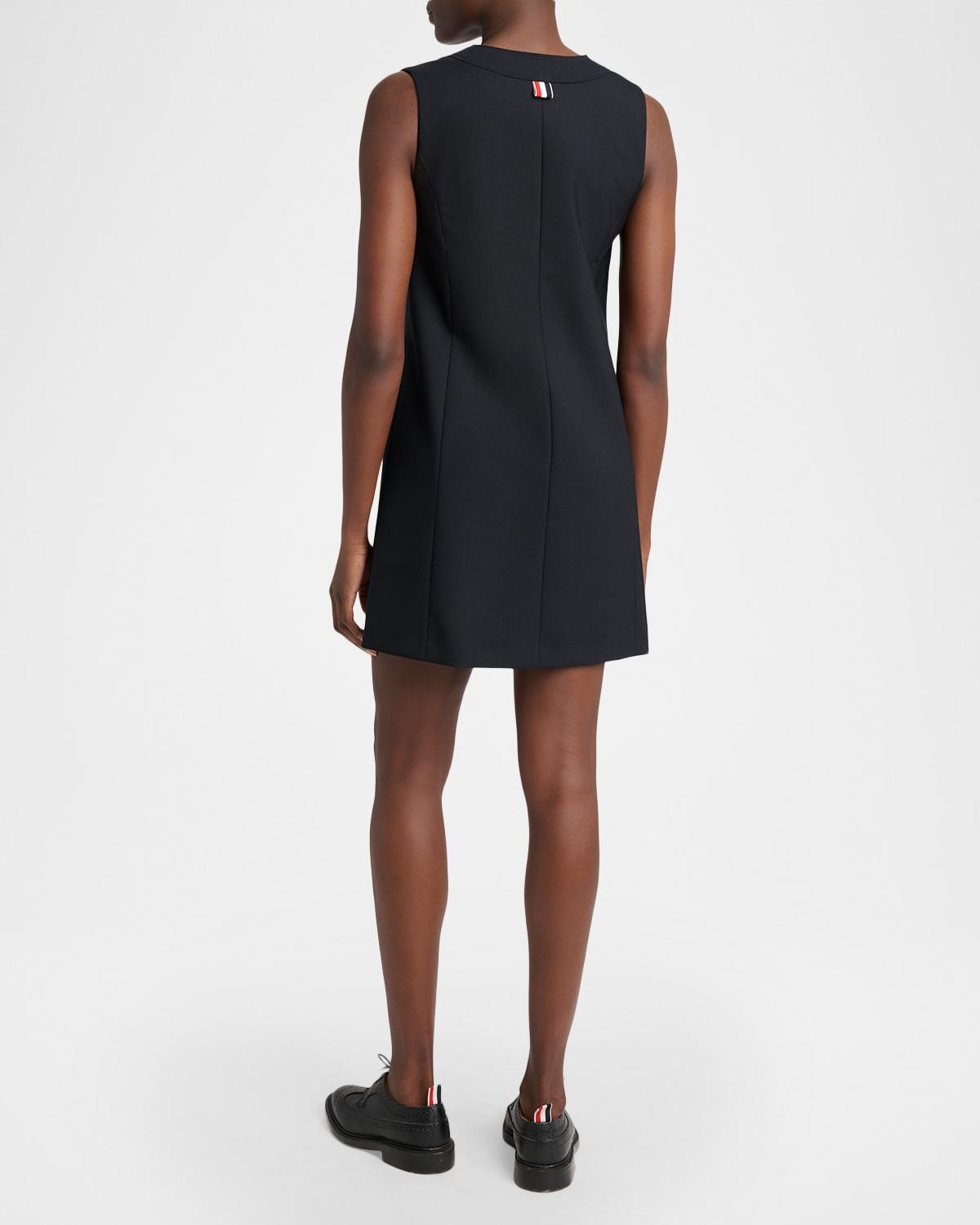 Surplice V-Neck Wool Shift Minidress - thumbnail 3