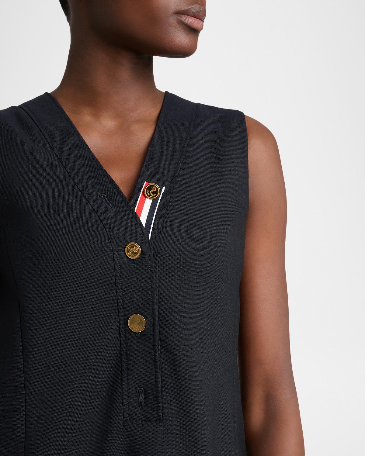 Surplice V-Neck Wool Shift Minidress - thumbnail 5