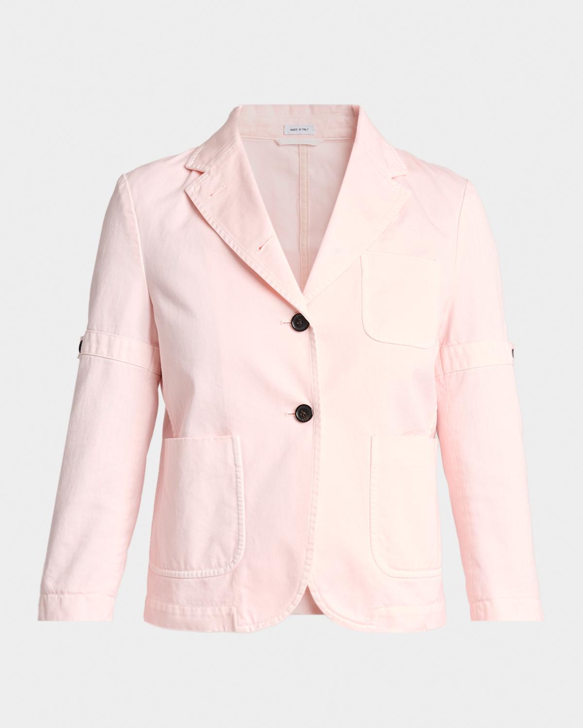 Single-Breasted Denim Shrunken Sport Coat