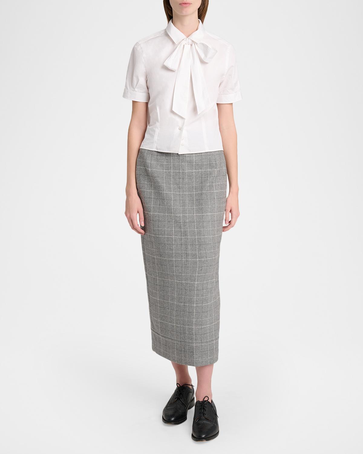 Windowpane Wool Tailored Midi Skirt - thumbnail 2