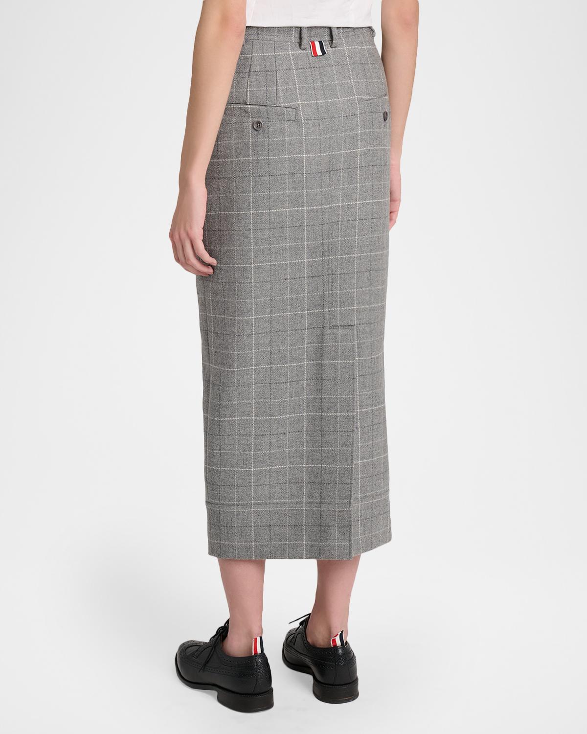 Windowpane Wool Tailored Midi Skirt - thumbnail 3