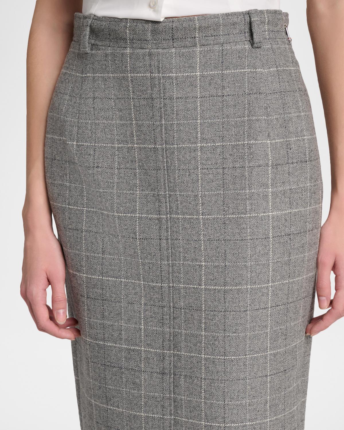 Windowpane Wool Tailored Midi Skirt - thumbnail 5