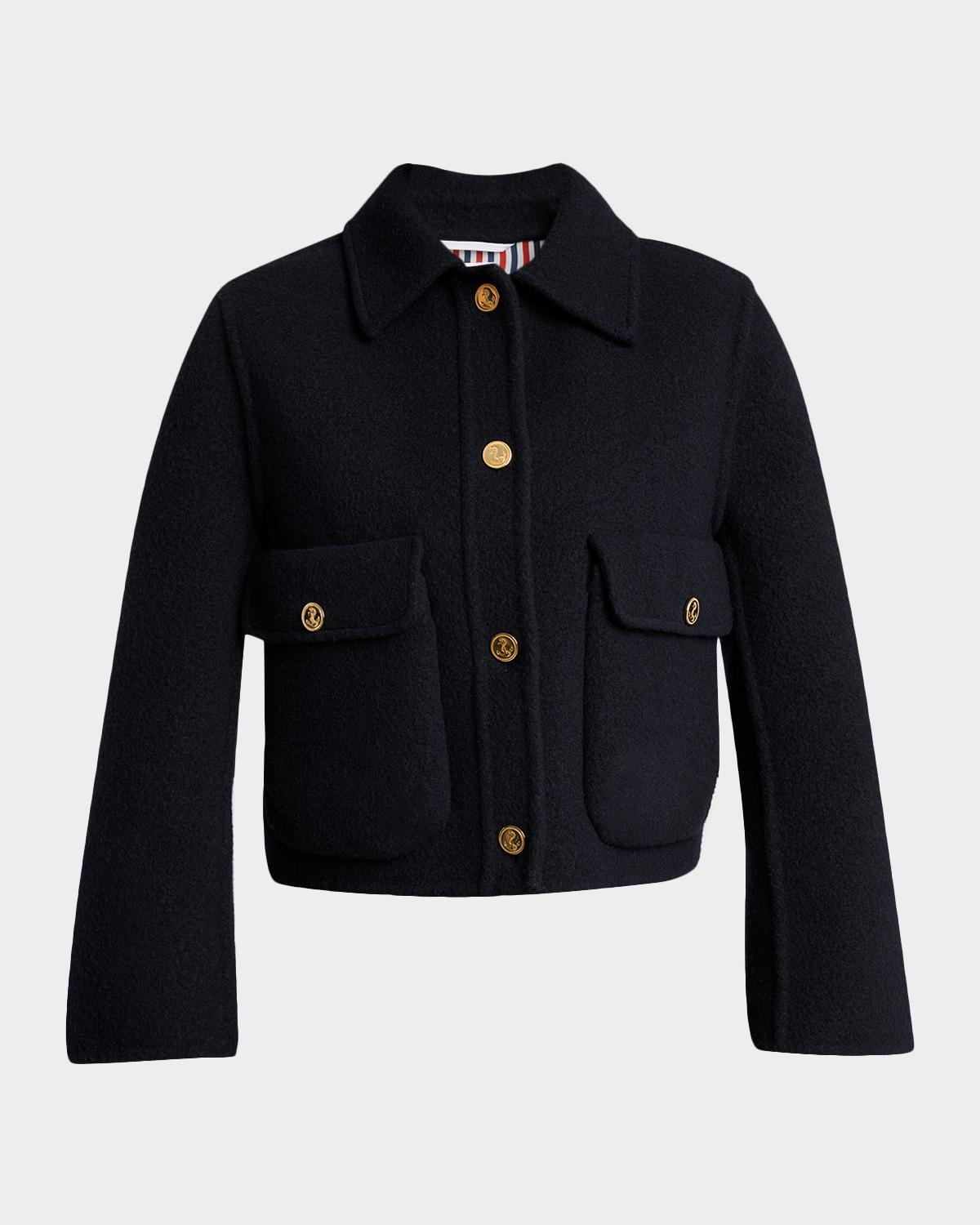 Brushed Wool Single-Breasted Jacket