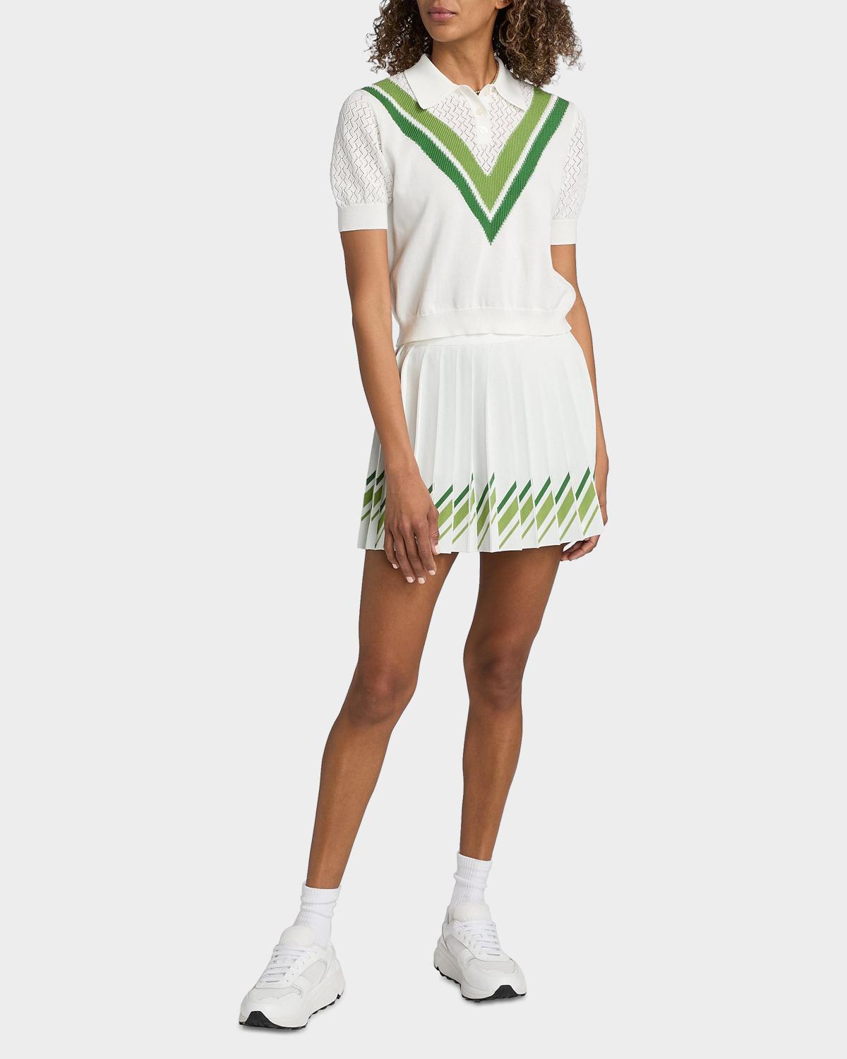 Camilla Chevron-Knit Cotton-Blend Polo Top - thumbnail 2