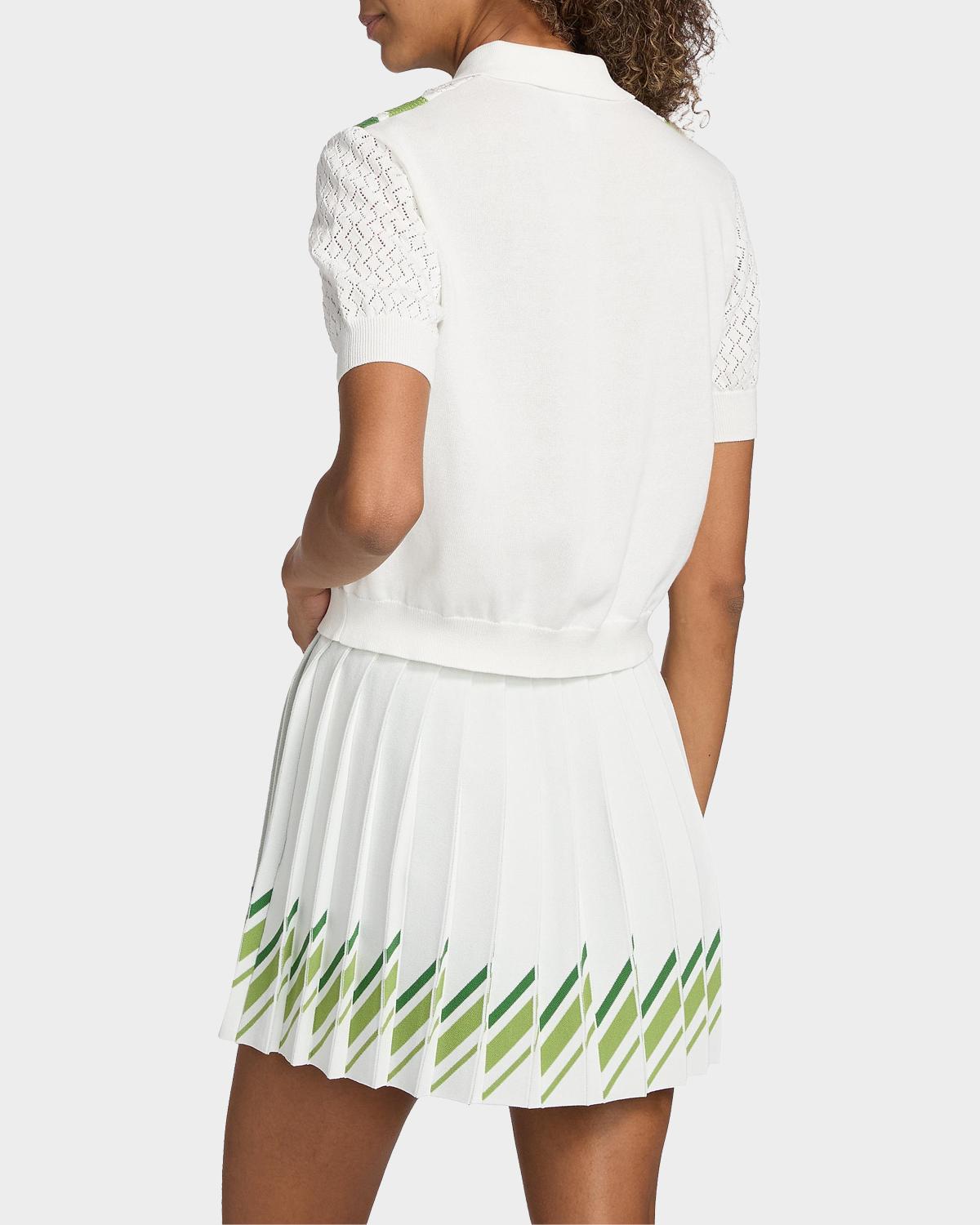 Camilla Chevron-Knit Cotton-Blend Polo Top - thumbnail 3