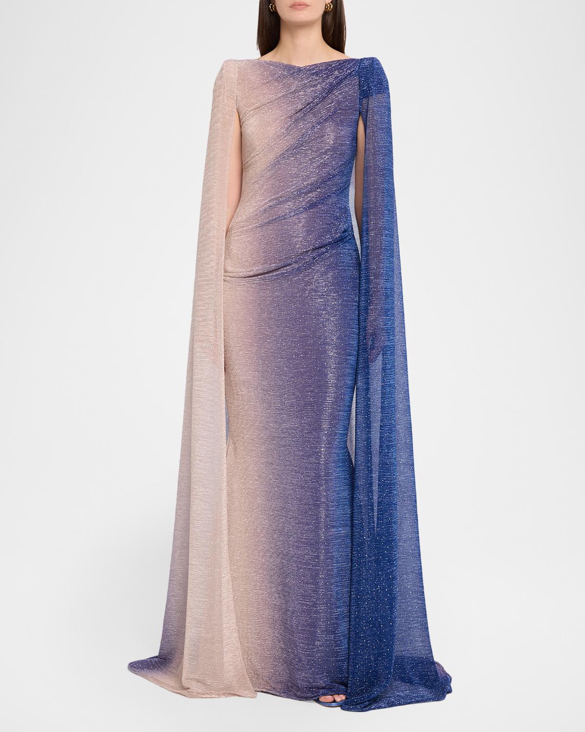 Degrade Voile Strong-Shoulder Cap Gown - thumbnail 2