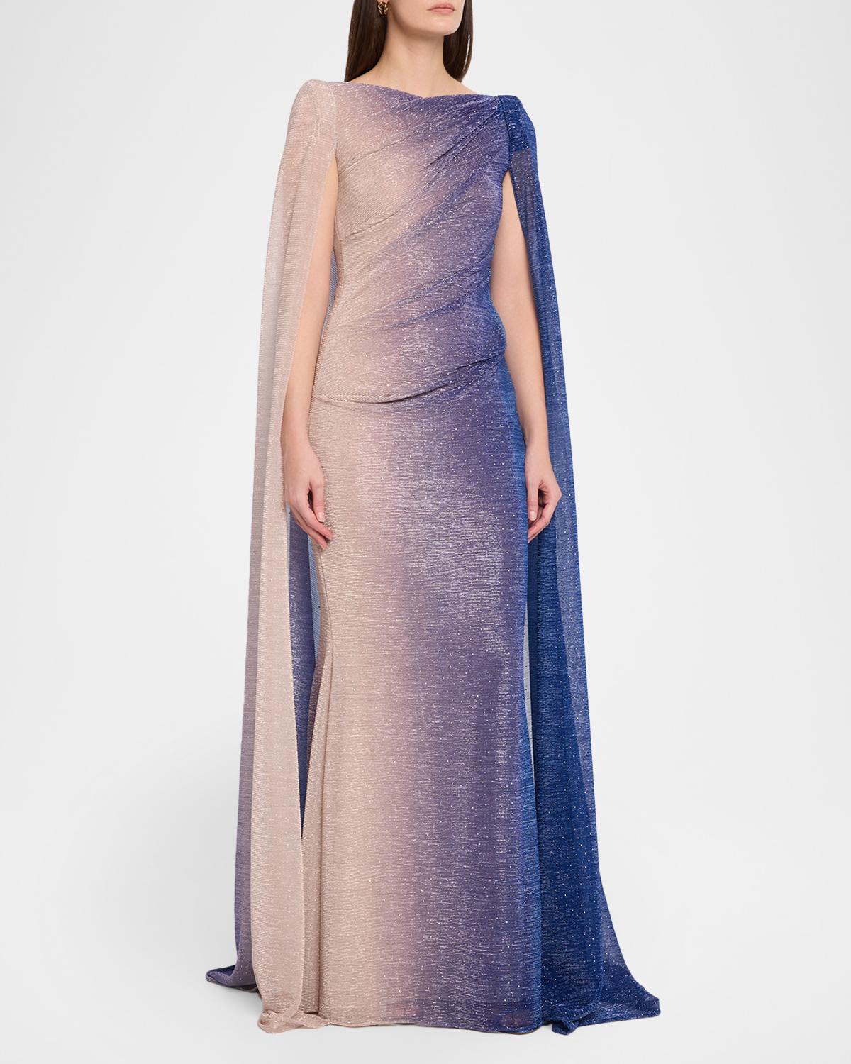 Degrade Voile Strong-Shoulder Cap Gown - thumbnail 4