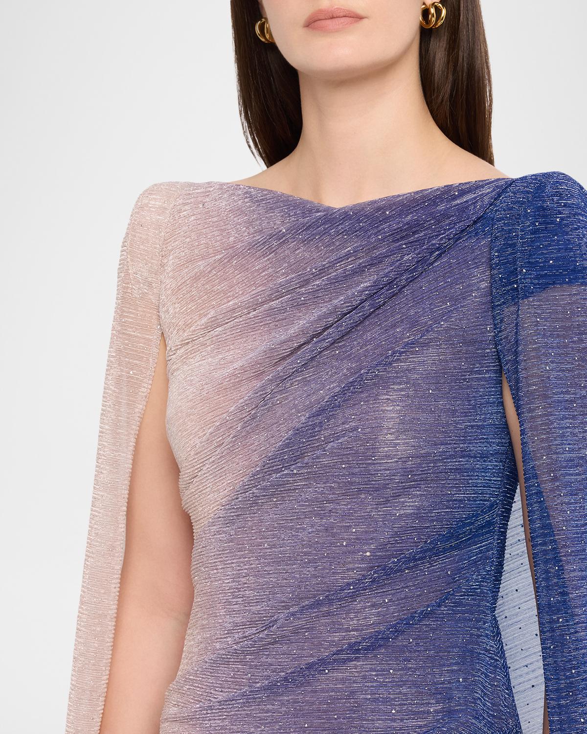 Degrade Voile Strong-Shoulder Cap Gown - thumbnail 5