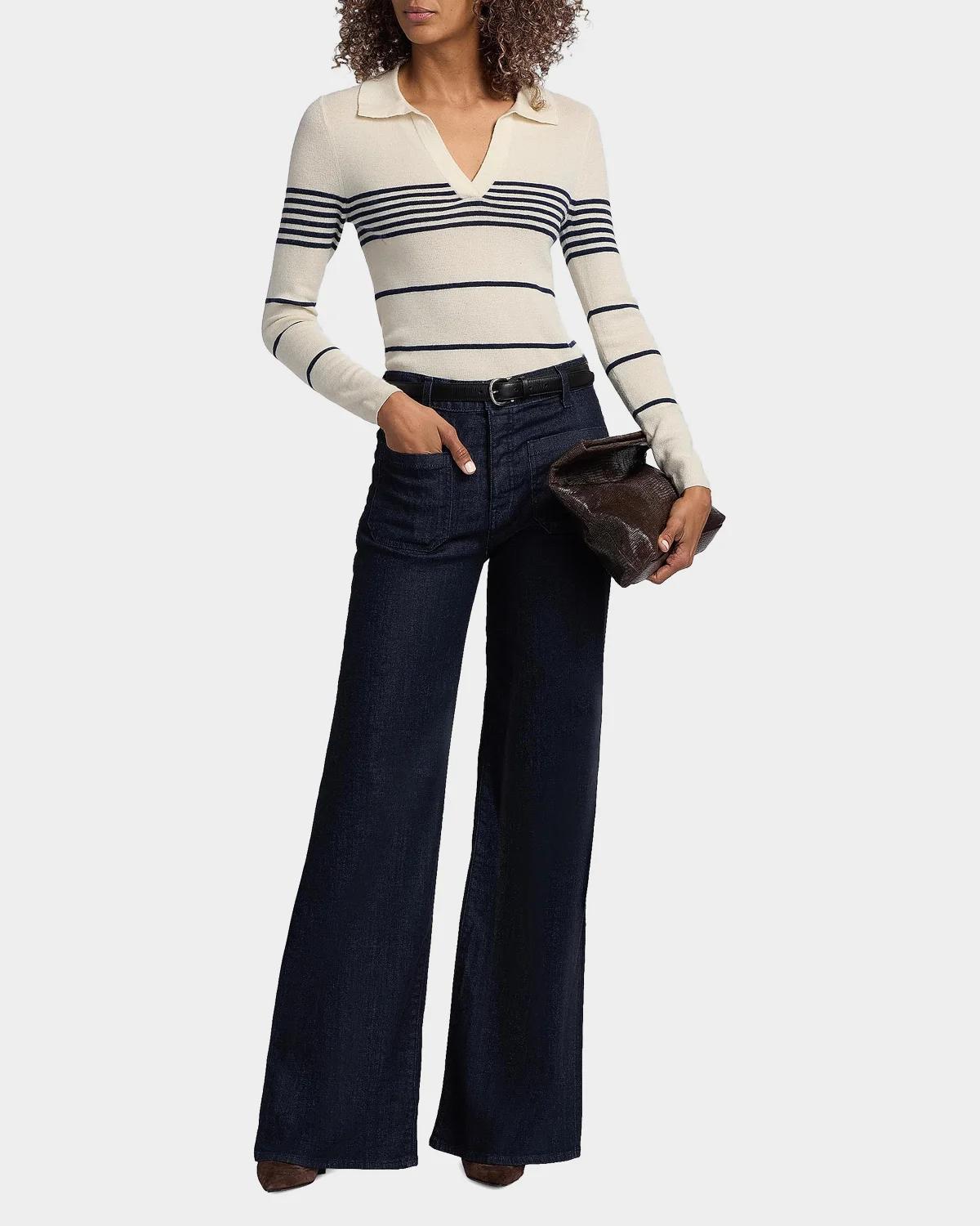 Lucille Striped Cashmere Polo Sweater - thumbnail 2