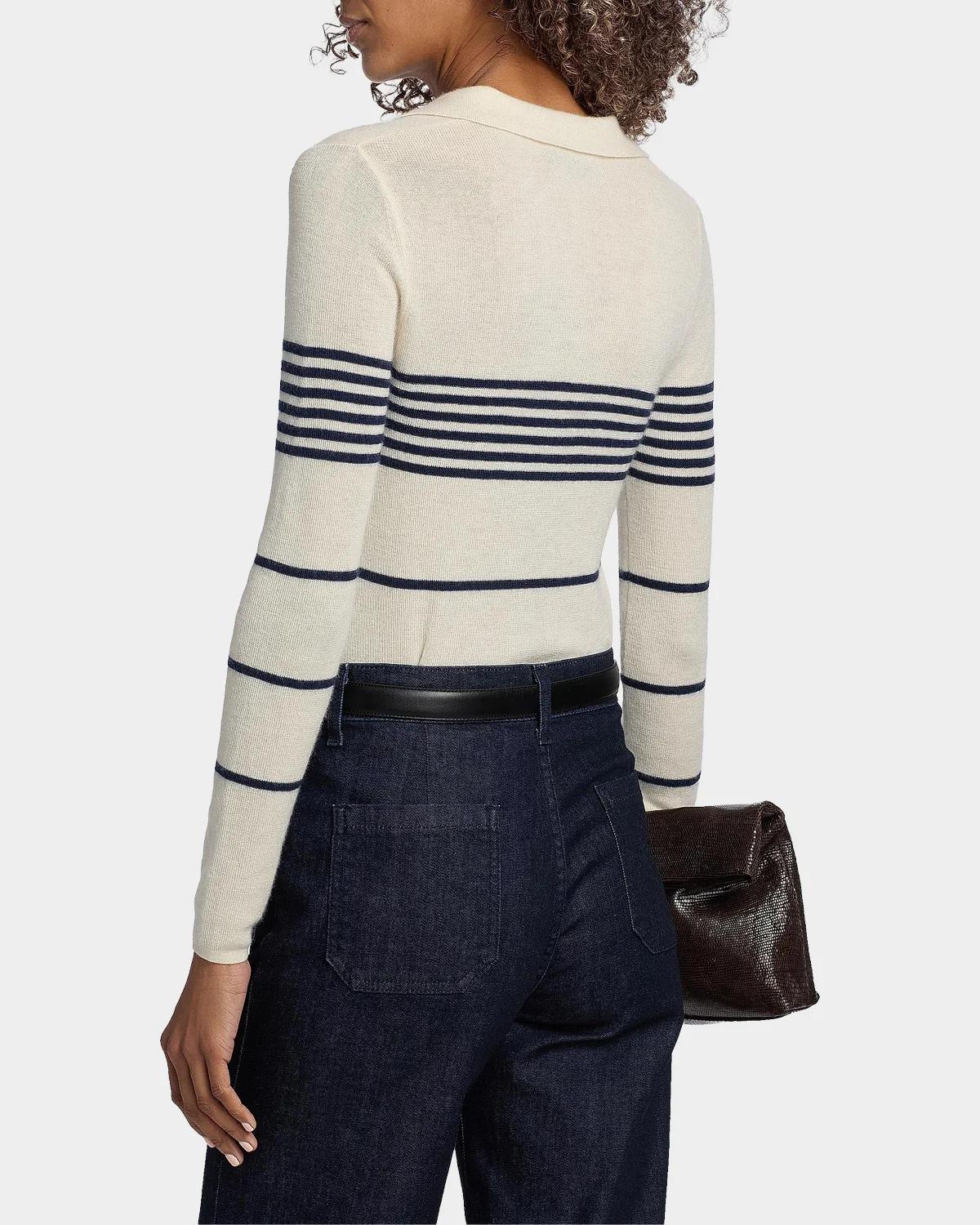 Lucille Striped Cashmere Polo Sweater - thumbnail 3