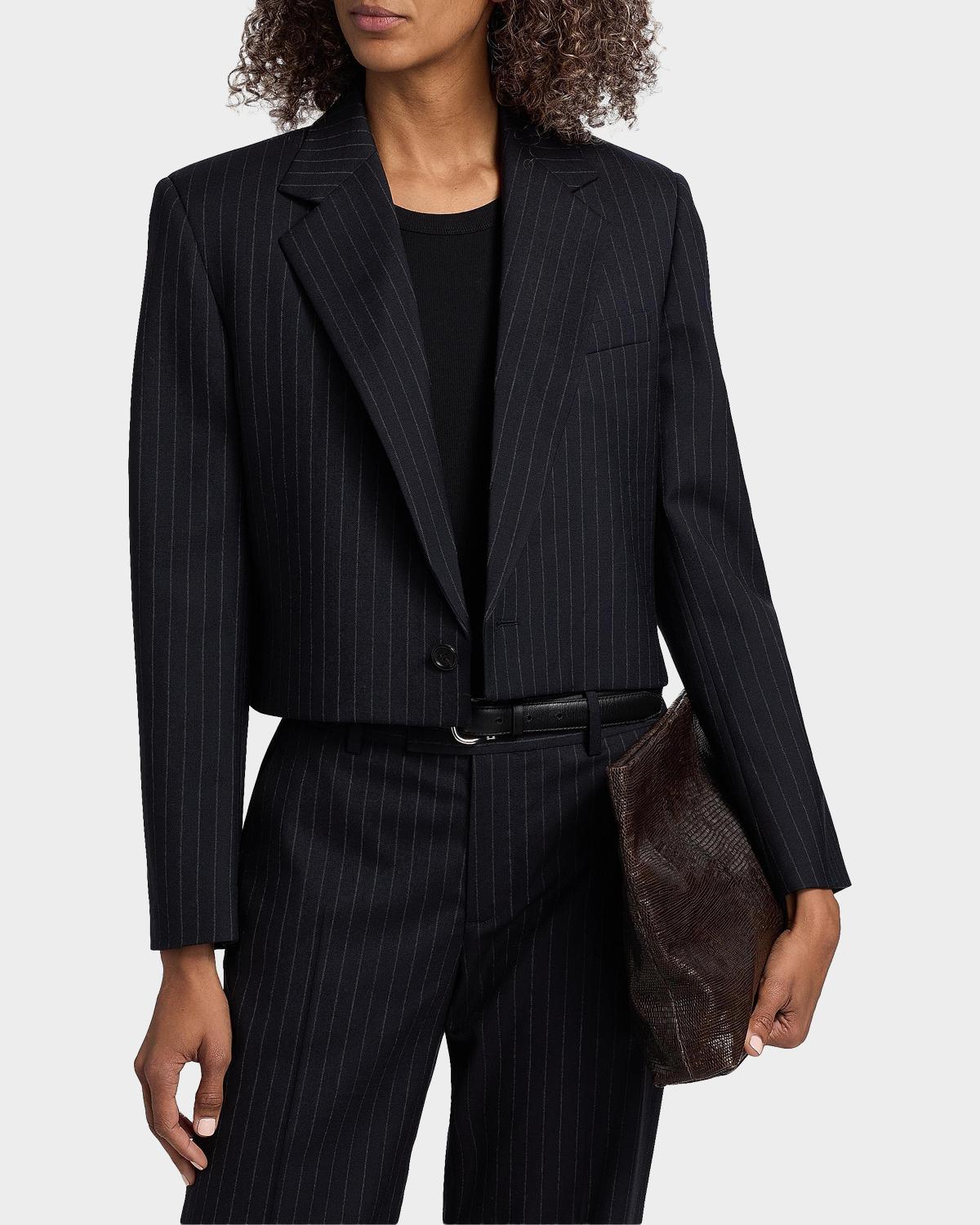 Swan Pinstriped Stretch-Wool Crop Blazer - thumbnail 4
