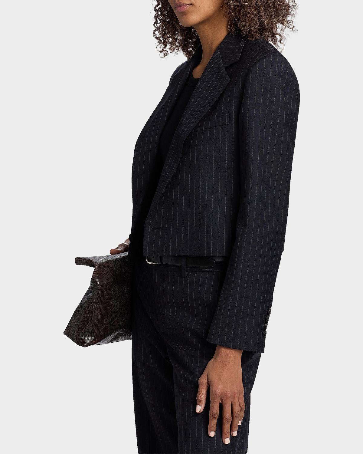 Swan Pinstriped Stretch-Wool Crop Blazer - thumbnail 6