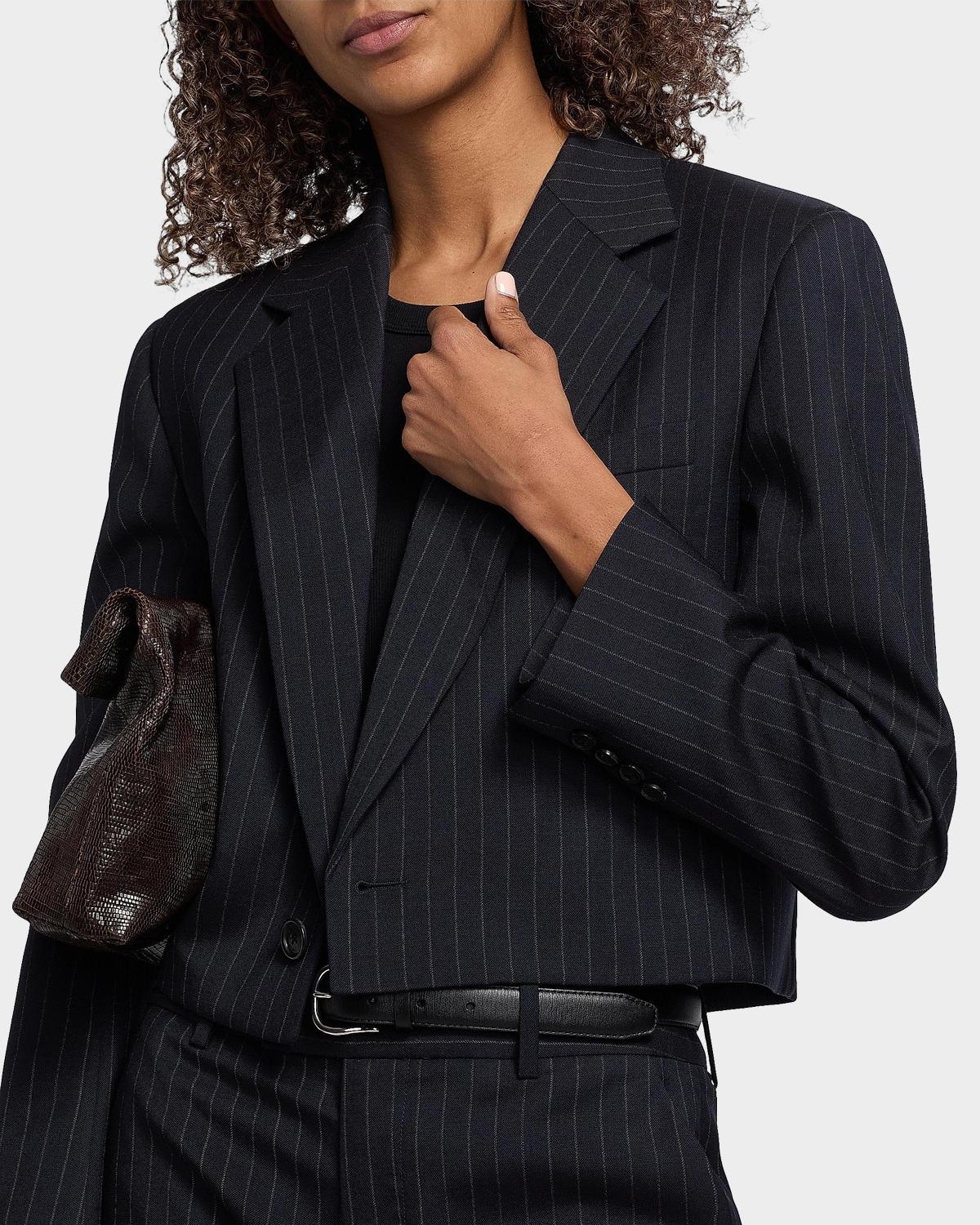 Swan Pinstriped Stretch-Wool Crop Blazer - thumbnail 7