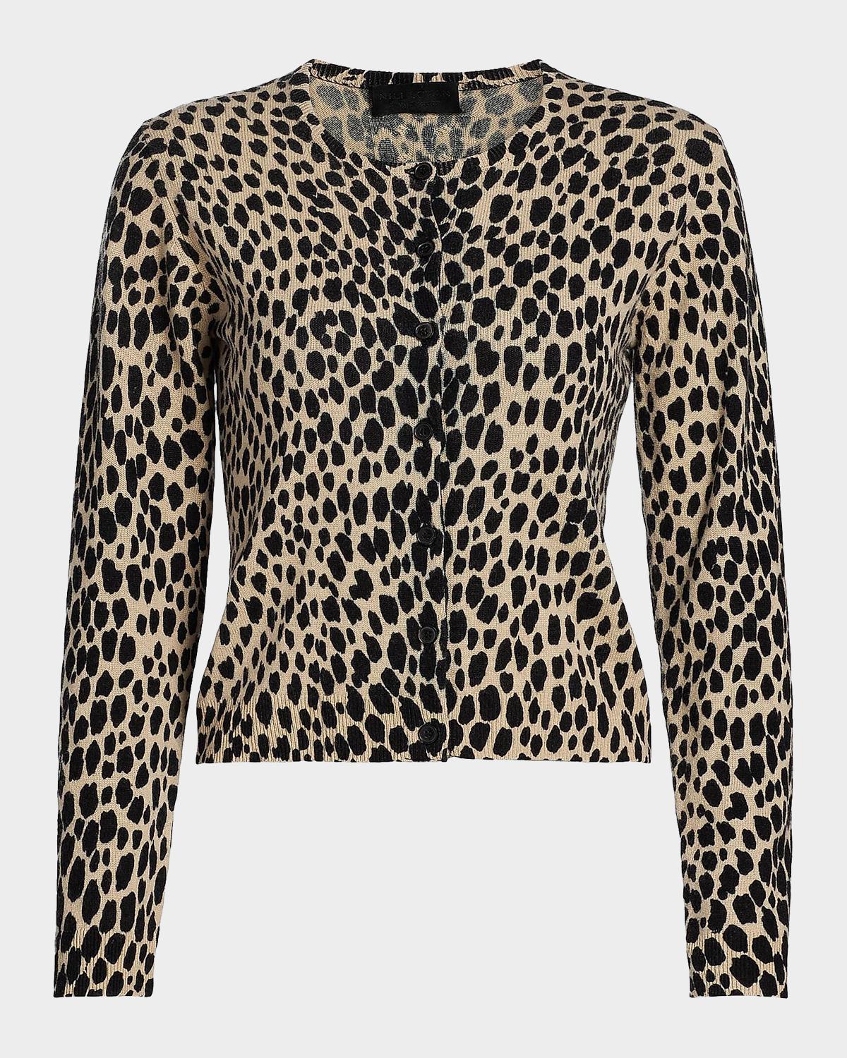 Laevin Animal-Print Cashmere Cardigan