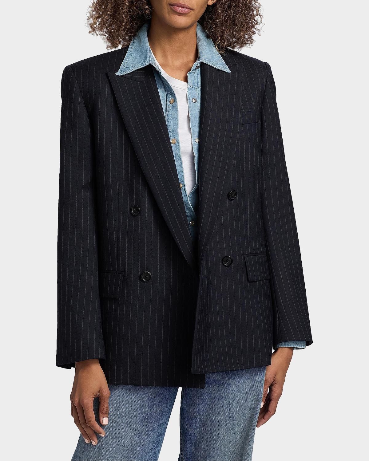 Leston Pinstriped Stretch-Wool Blazer - thumbnail 4