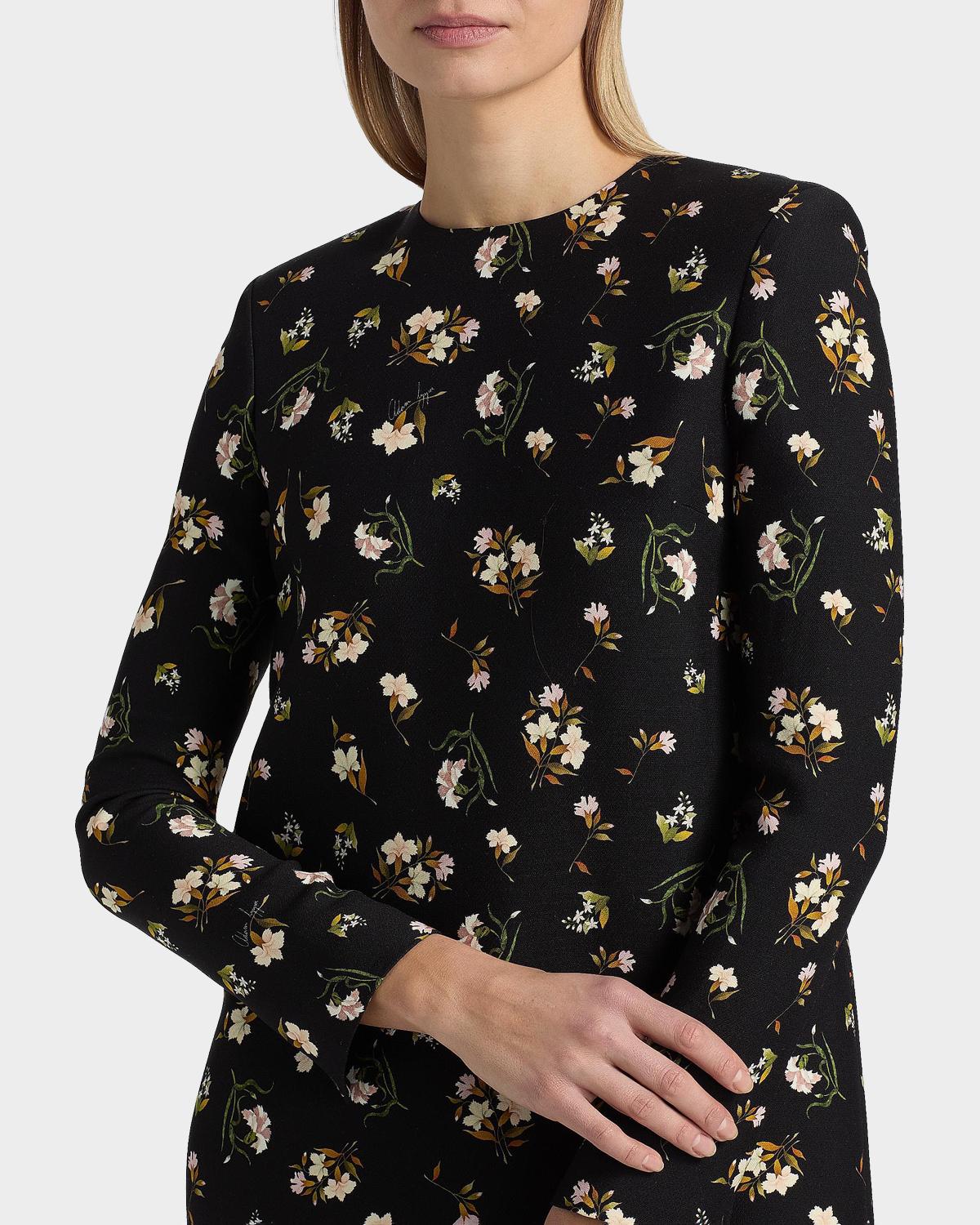 Tilley Floral Wool-Silk Mini Dress - thumbnail 7