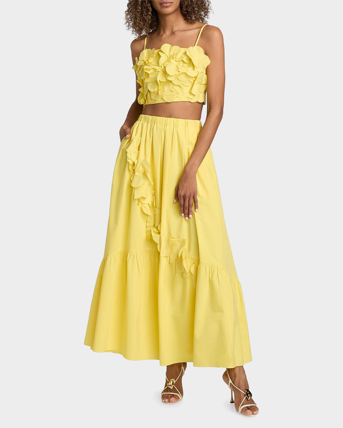 Everly Petal Appliqué Cotton-Blend Crop Top - thumbnail 2