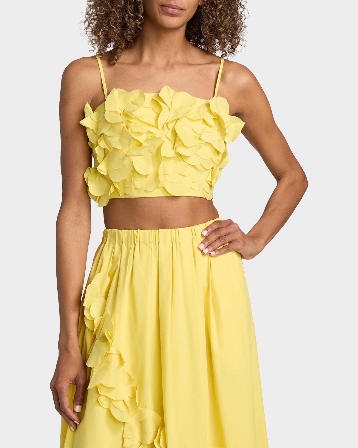 Everly Petal Appliqué Cotton-Blend Crop Top - thumbnail 4
