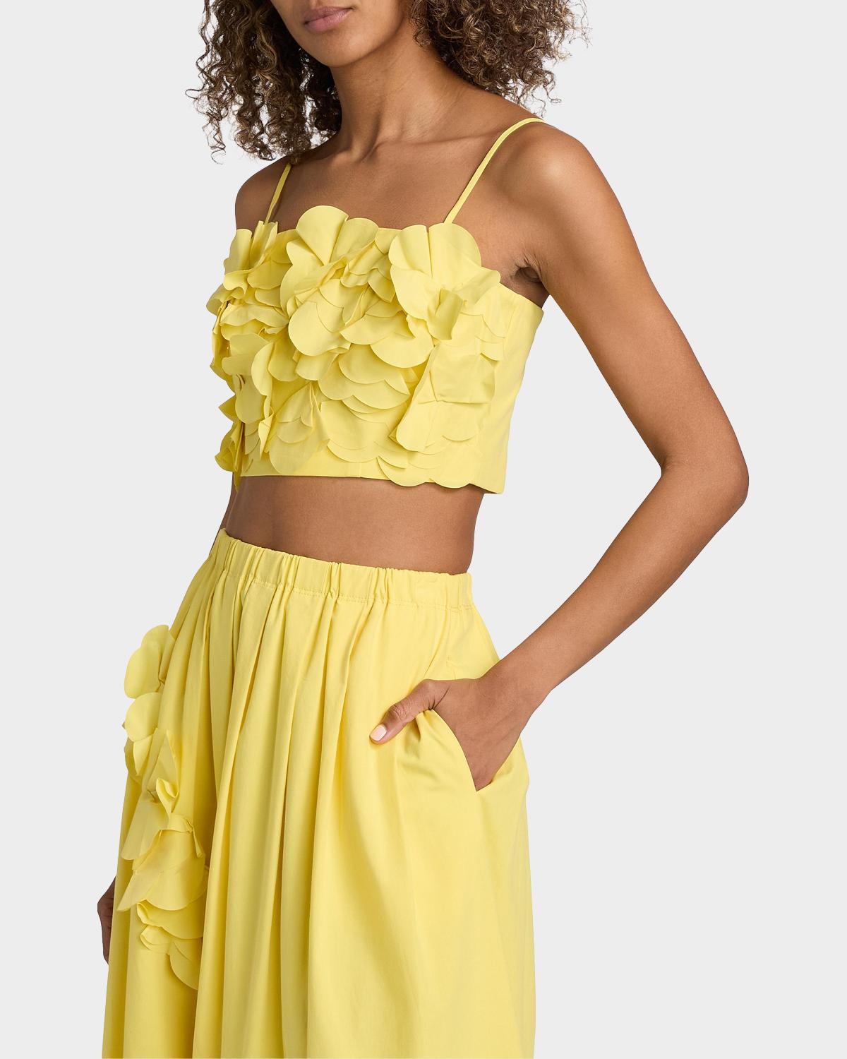 Everly Petal Appliqué Cotton-Blend Crop Top - thumbnail 6