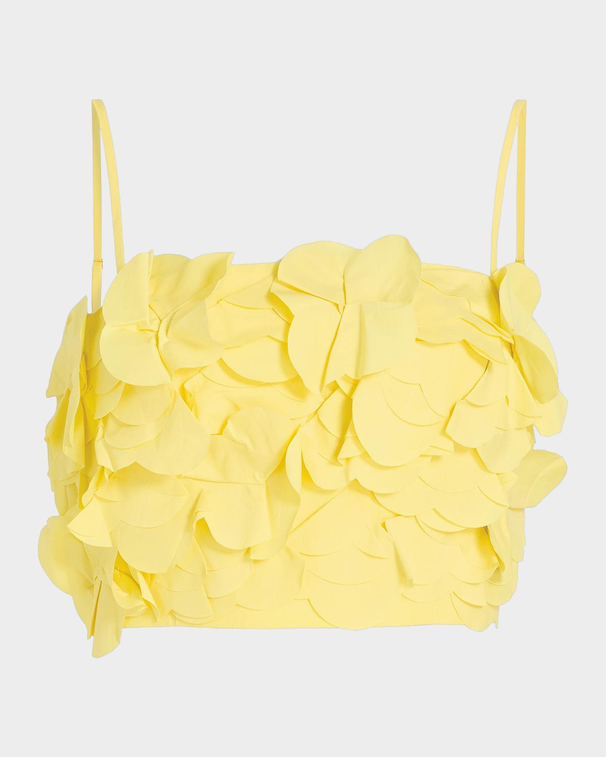 Everly Petal Appliqué Cotton-Blend Crop Top