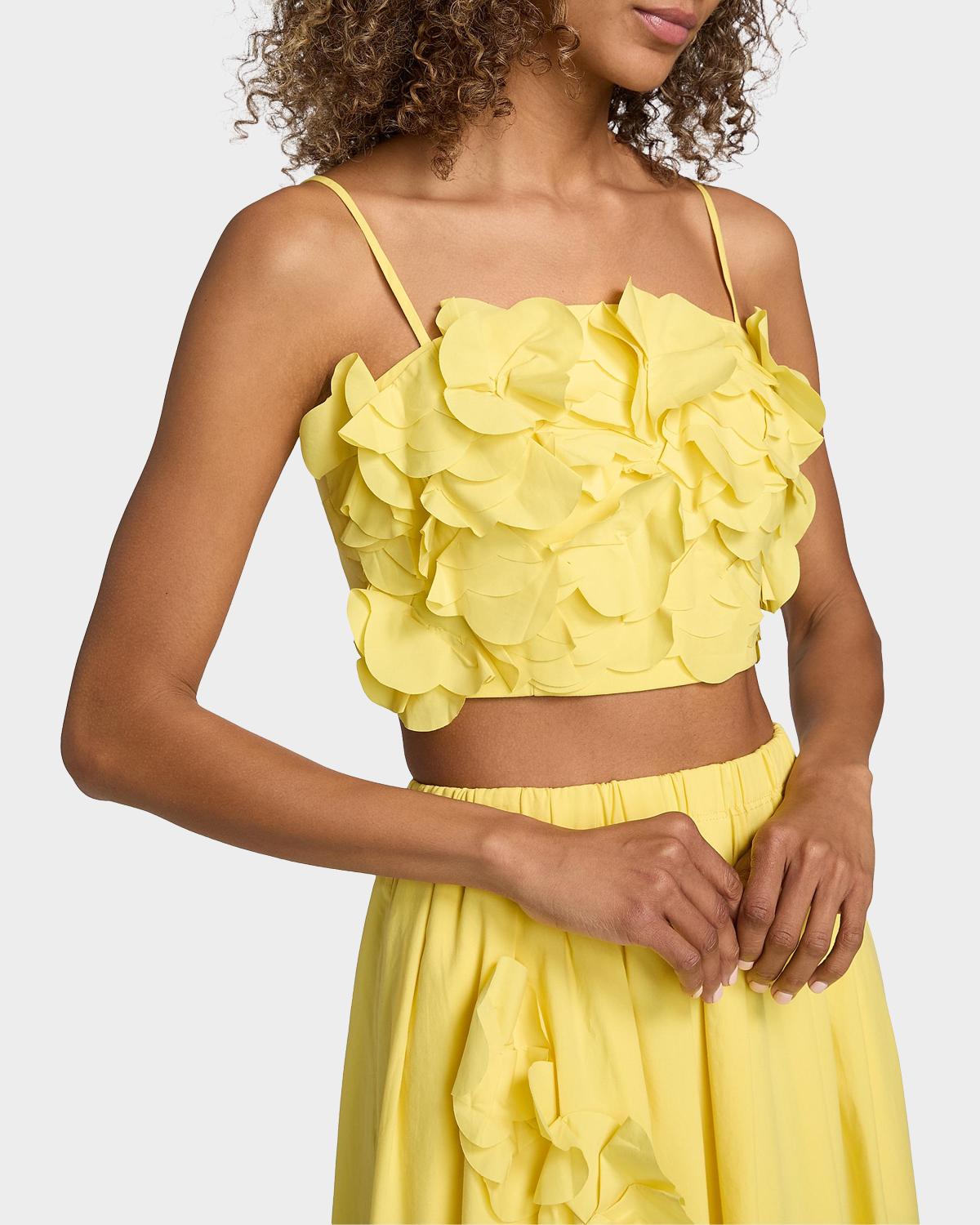 Everly Petal Appliqué Cotton-Blend Crop Top - thumbnail 7