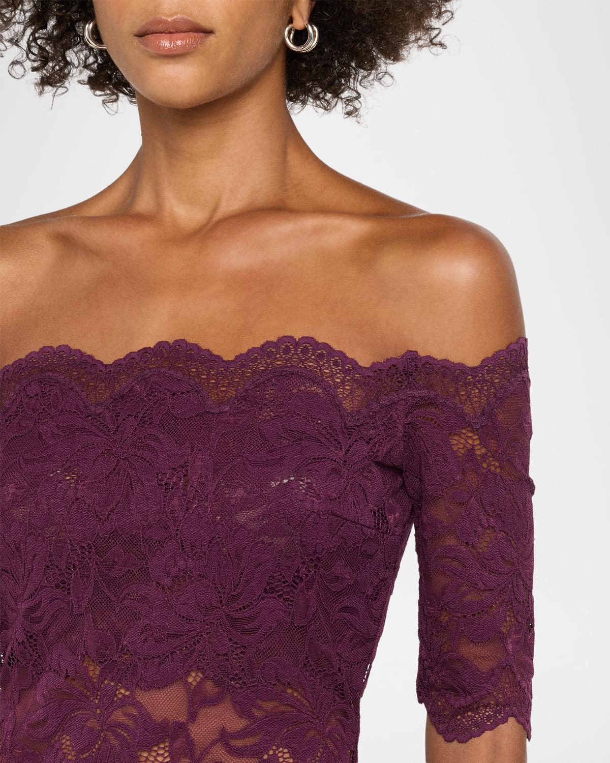 Off-The-Shoulder Lace Elbow-Sleeve Top - thumbnail 5