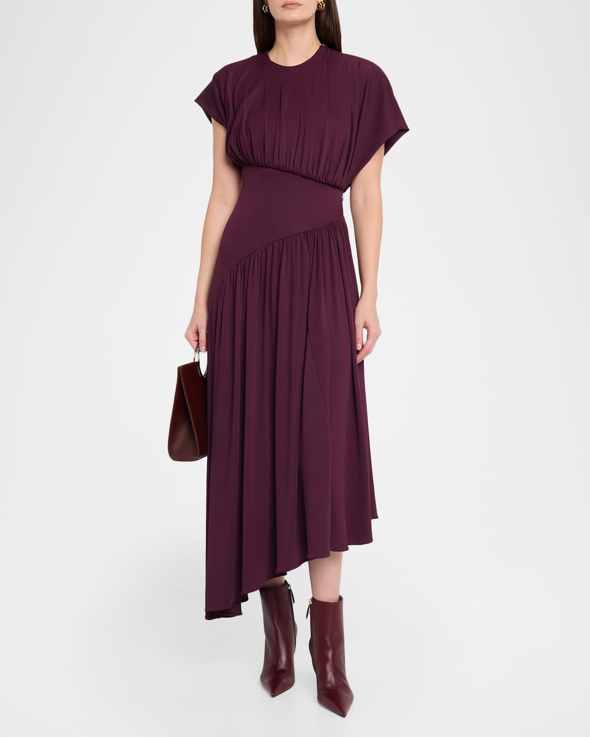 Ruched Jersey Asymmetric Drop-Waist Midi Dress - thumbnail 2