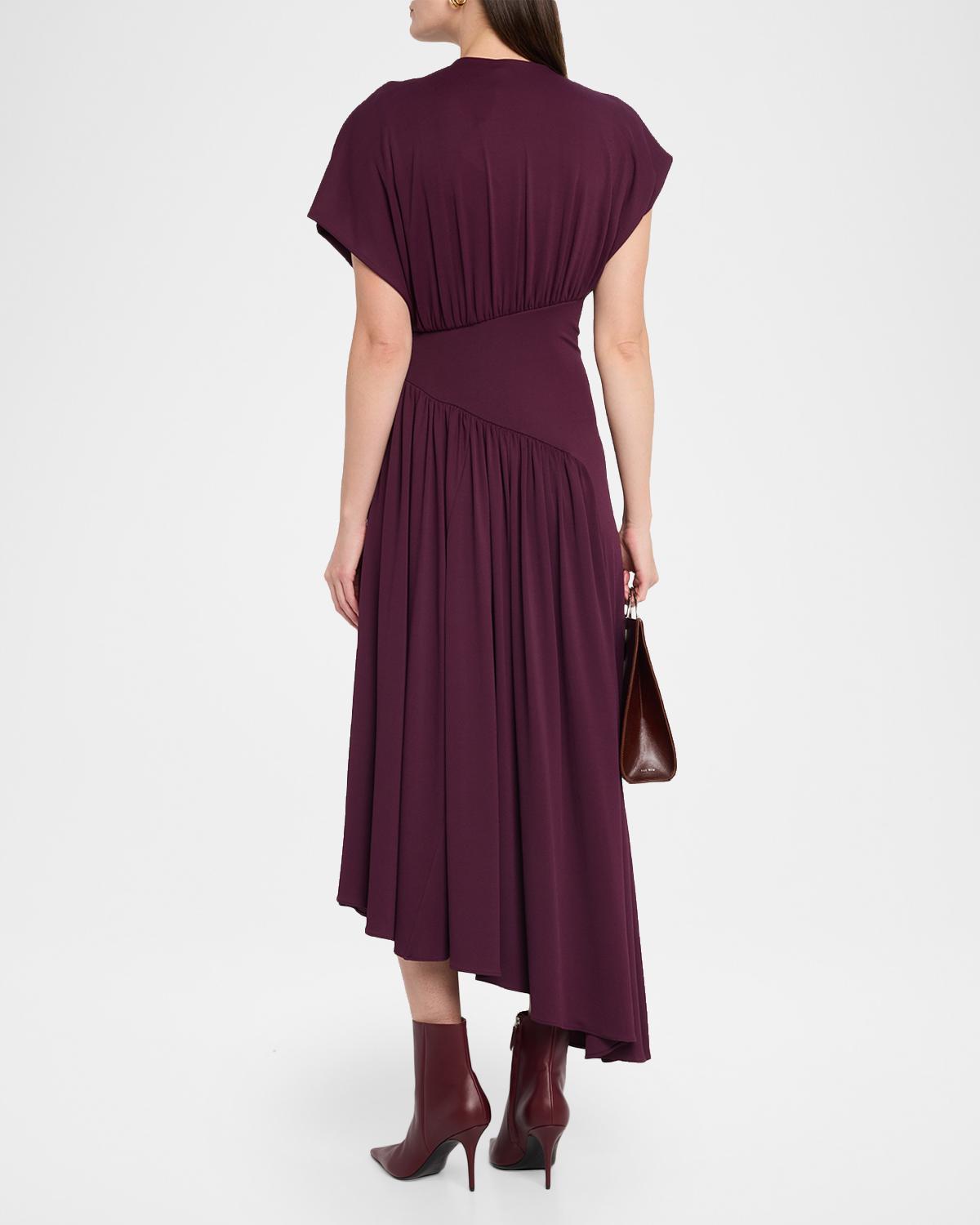Ruched Jersey Asymmetric Drop-Waist Midi Dress - thumbnail 3