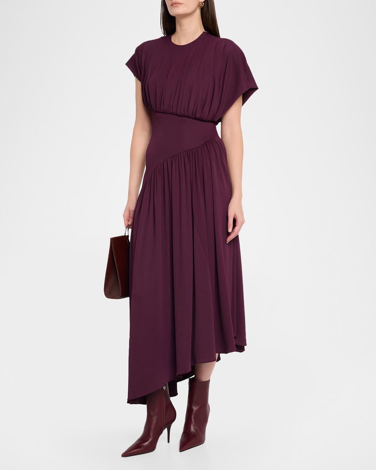 Ruched Jersey Asymmetric Drop-Waist Midi Dress - thumbnail 4