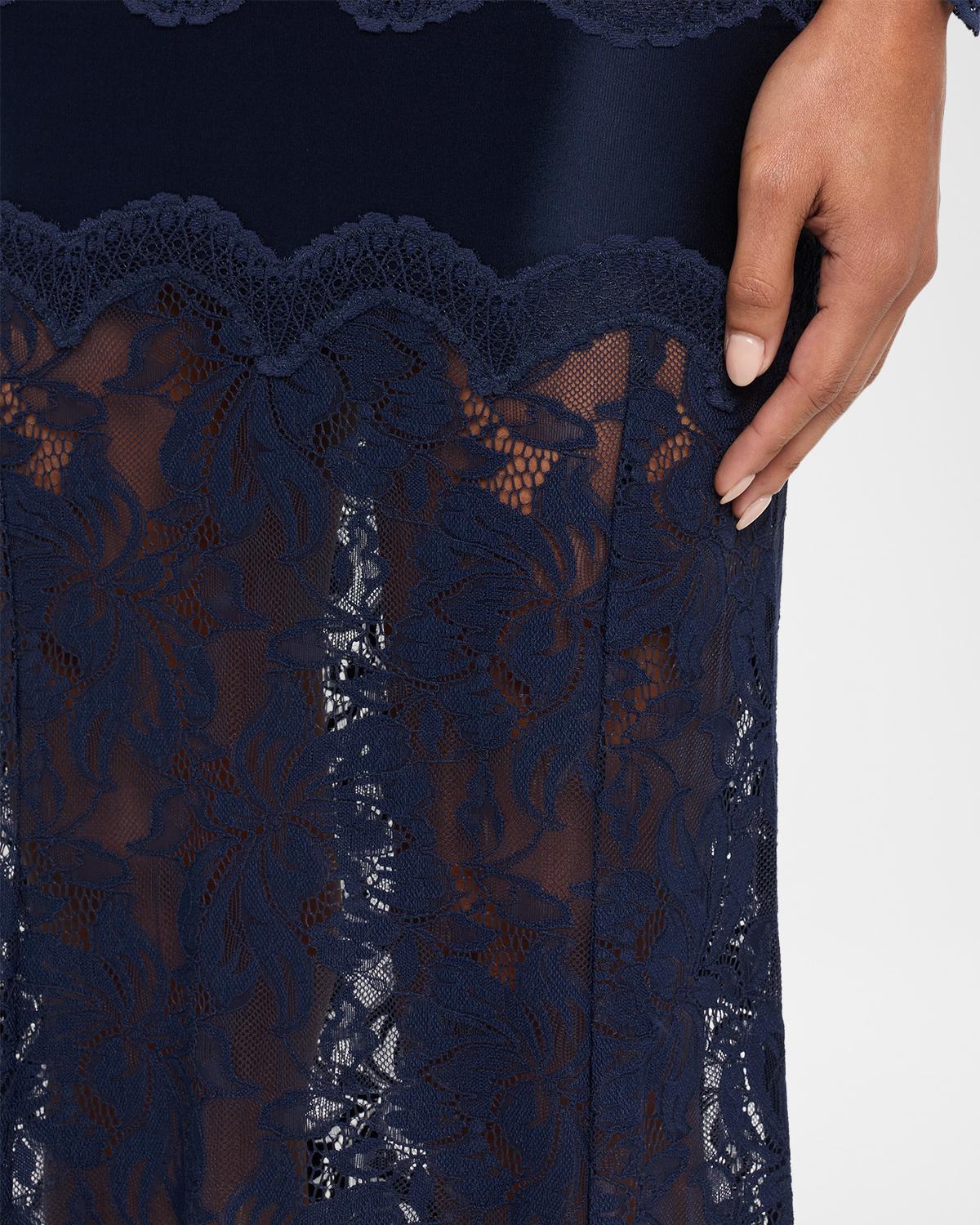 Sheer Lace and Jersey Midi Skirt - thumbnail 5
