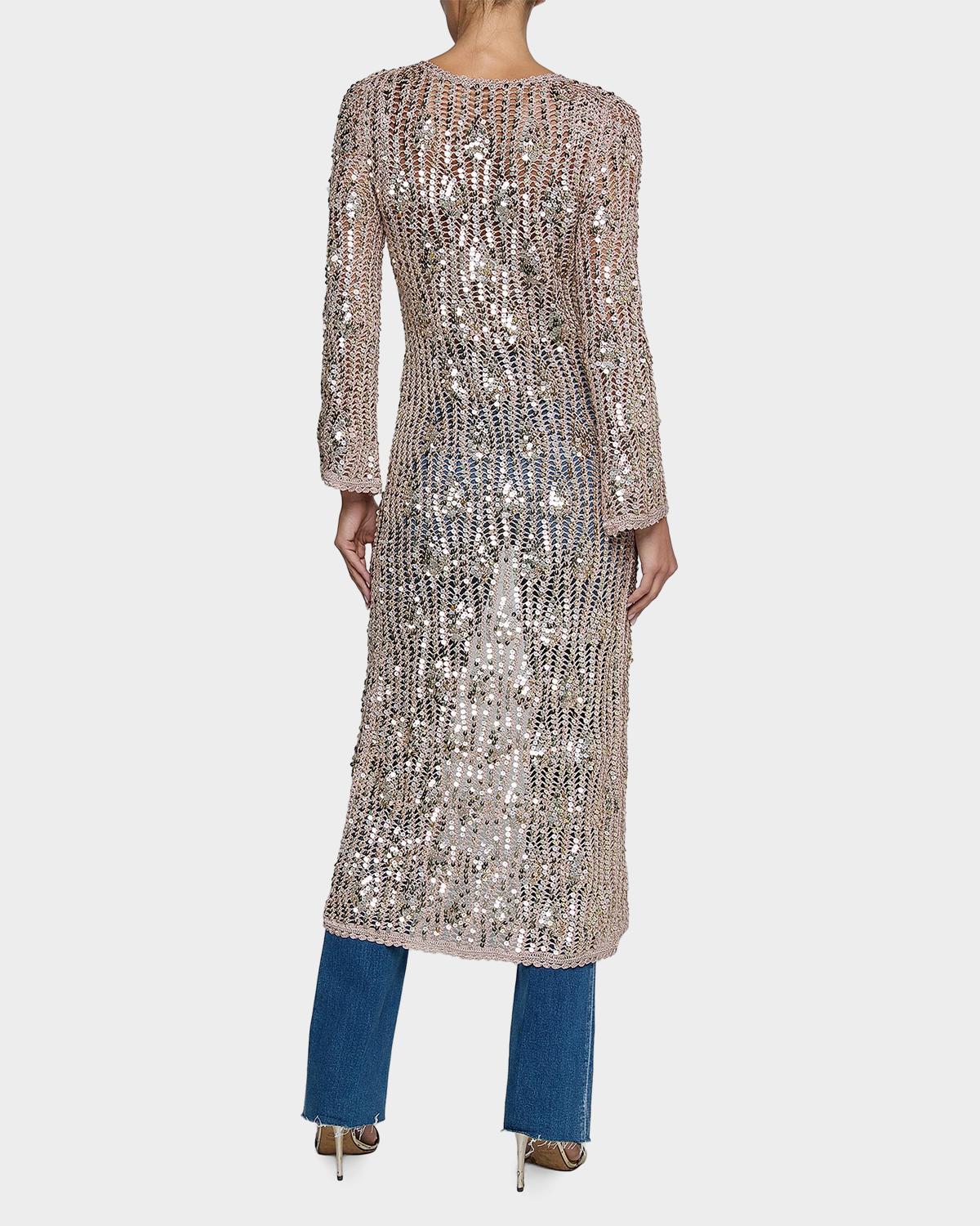 Sanya Hand-Crochet Sequined Midi Cardigan - thumbnail 3