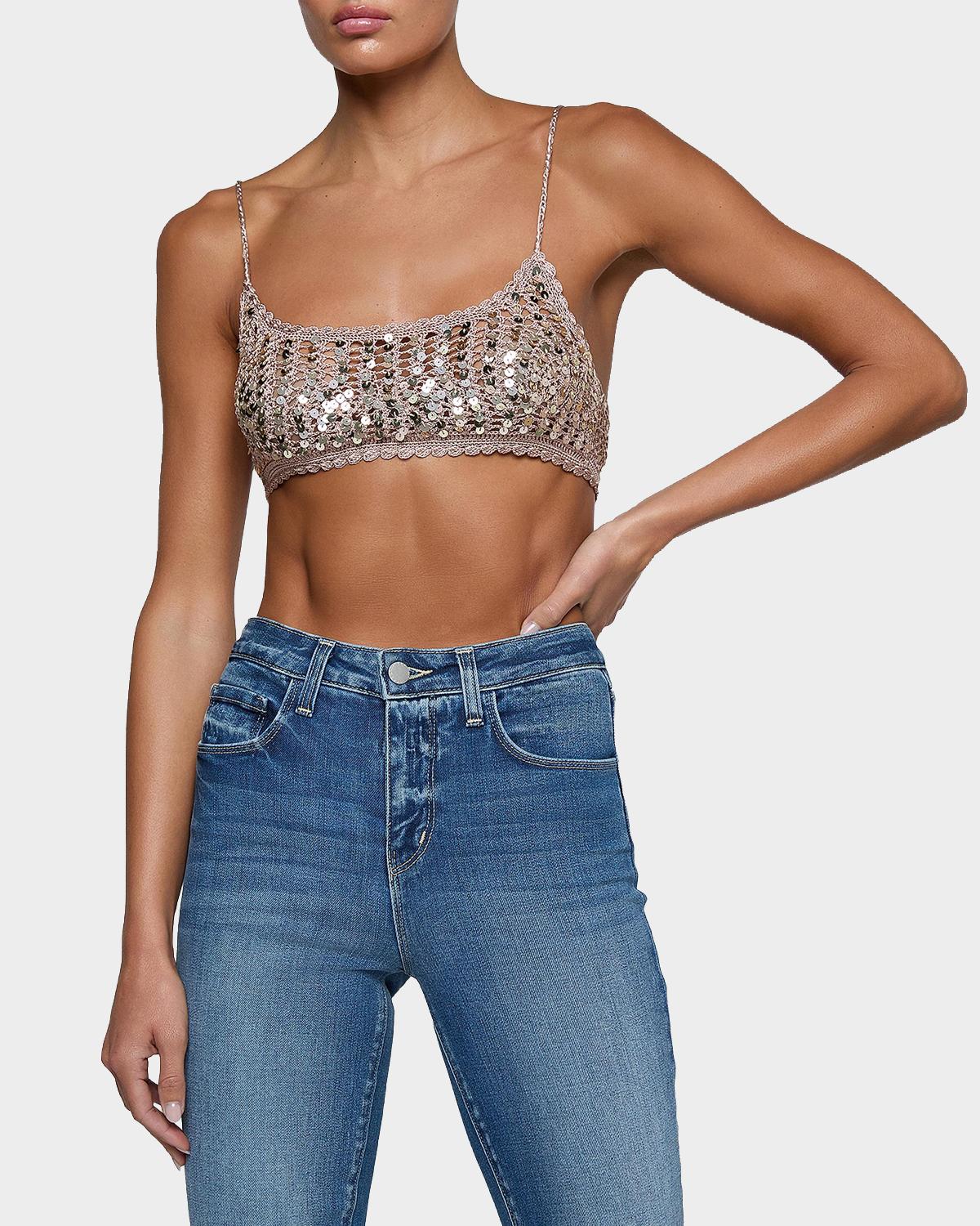 Taline Sequined Crochet Bralette - thumbnail 4